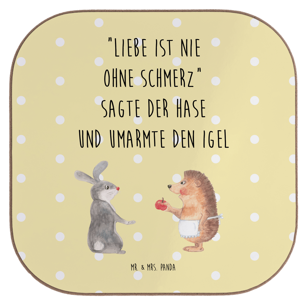 Quadratische Untersetzer Liebe ist nie ohne Schmerz Bierdeckel, Glasuntersetzer, Untersetzer Gläser, Getränkeuntersetzer, Tiermotive, Gute Laune, lustige Sprüche, Tiere, Igel und Hase, Igel, Hase, Liebe Spruch, Liebeskummer Geschenk, Herzschmerz, Trösten, Trennungsschmerz, Spruch romantisch
