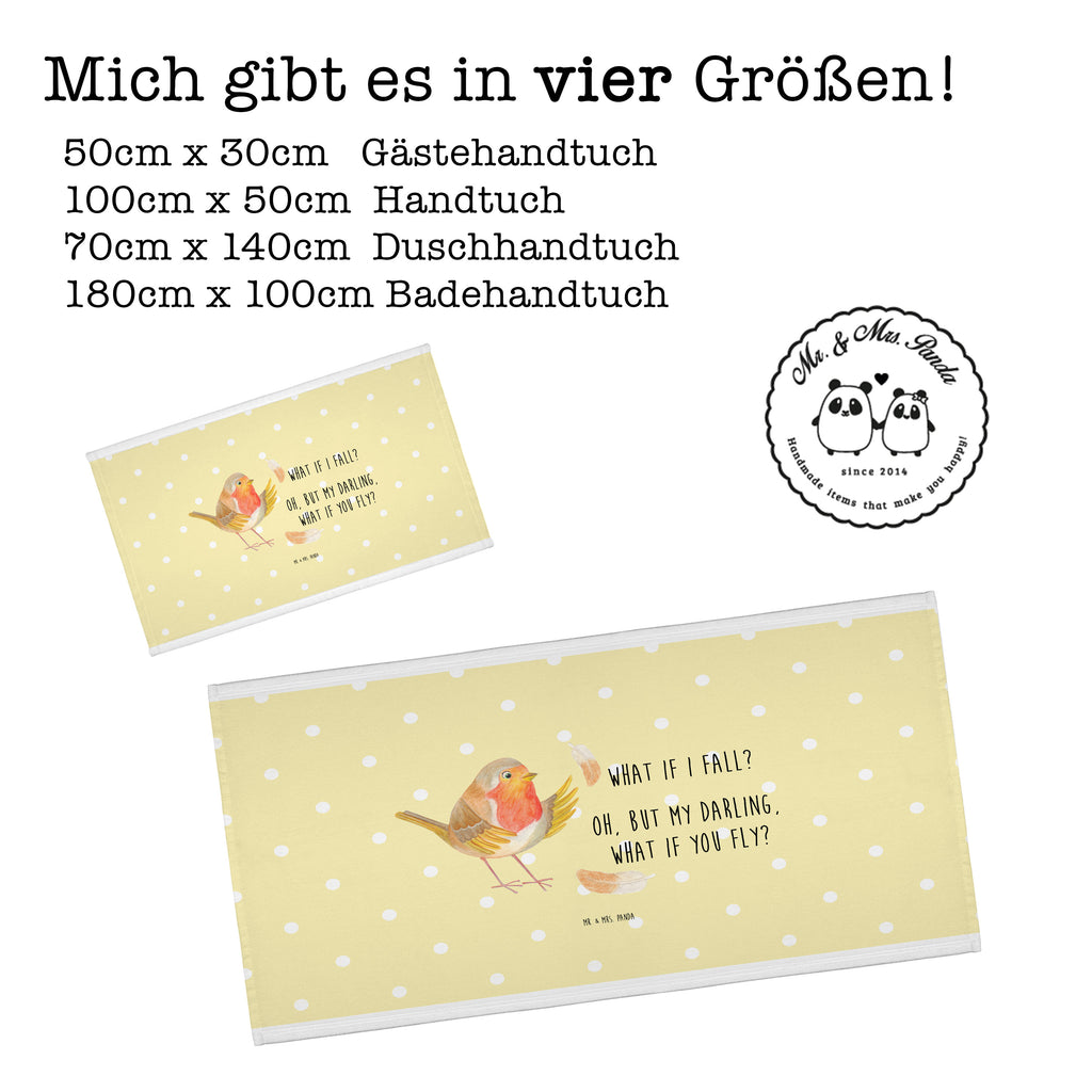50 x 100 Handtuch Rotkehlchen mit Federn Handtuch, Badehandtuch, Badezimmer, Handtücher, groß, Kinder, Baby, Tiermotive, Gute Laune, lustige Sprüche, Tiere, What if i fall, Rotkehlchen, Spruch Motivation, Spruch Mut, Vogel, Motivation Sprüche, Motivationsbilder, fliegen