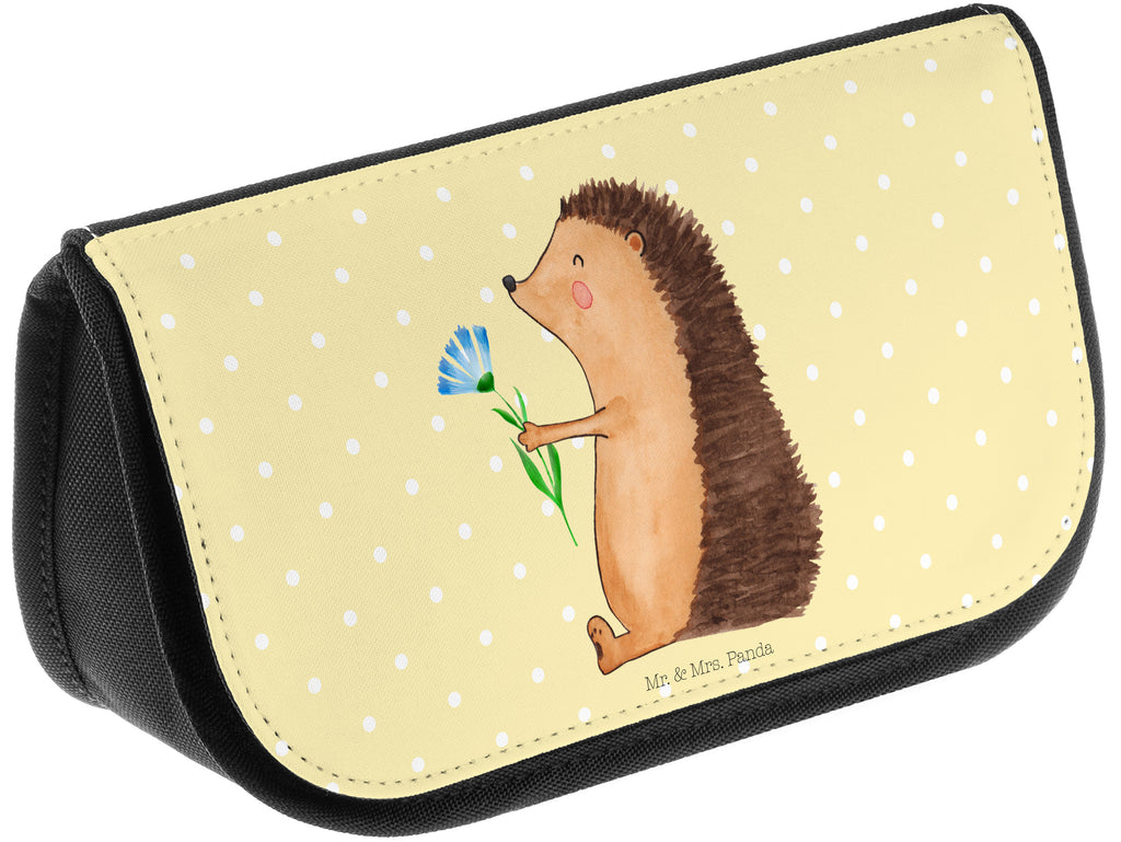 Kosmetiktasche Igel mit Blume Kosmetikbeutel, Kulturtasche, Kulturbeutel, Schminktasche, Make-Up Tasche, Tiermotive, Gute Laune, lustige Sprüche, Tiere, Igel, Gute Besserung, Genesungswünsche, Krankheit, Krankenhaus, krank, Besuch