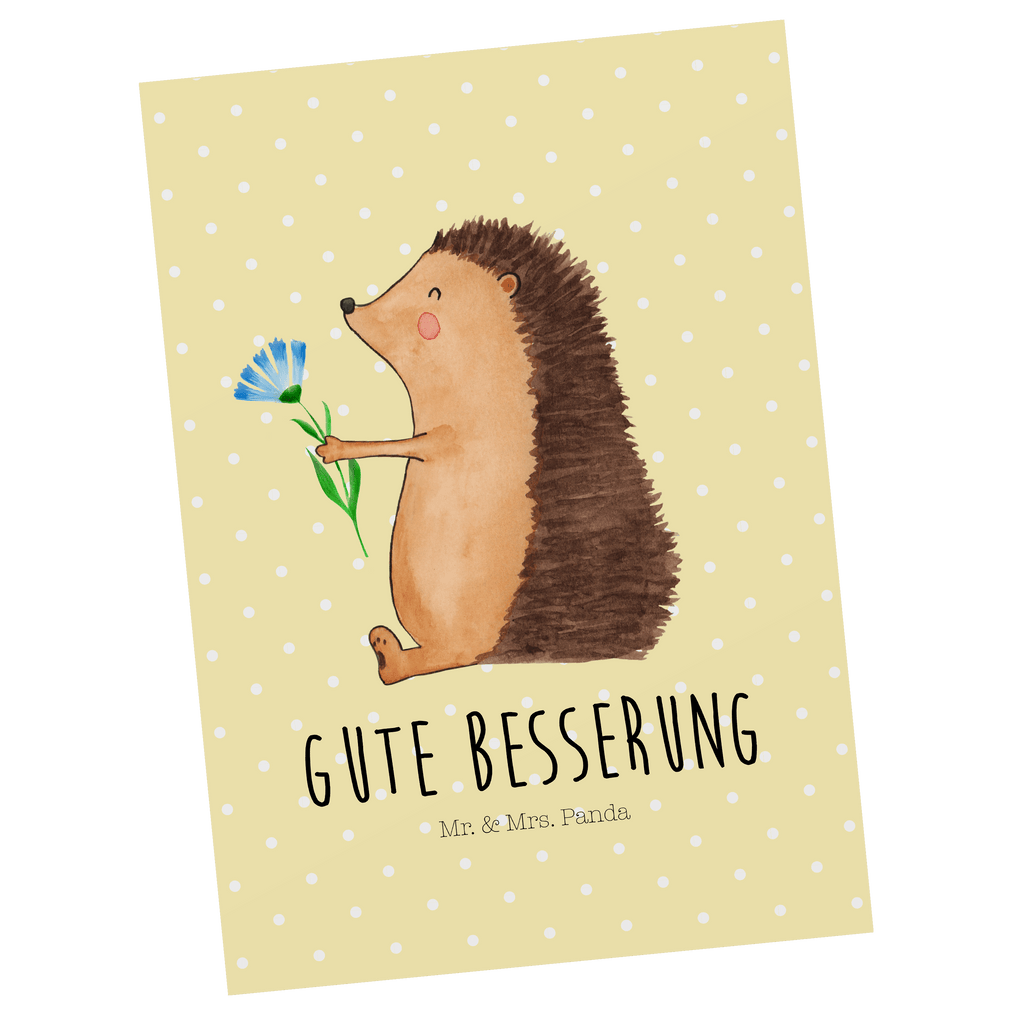 Postkarte Igel mit Blume Geschenkkarte, Grußkarte, Karte, Einladung, Ansichtskarte, Geburtstagskarte, Einladungskarte, Dankeskarte, Tiermotive, Gute Laune, lustige Sprüche, Tiere, Igel, Gute Besserung, Genesungswünsche, Krankheit, Krankenhaus, krank, Besuch
