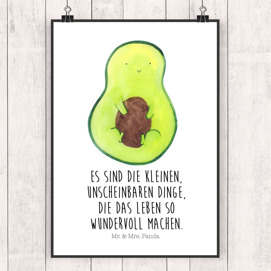 Poster Avocado mit Kern Poster, Wandposter, Bild, Wanddeko, Küchenposter, Kinderposter, Wanddeko Bild, Raumdekoration, Wanddekoration, Handgemaltes Poster, Mr. & Mrs. Panda Poster, Designposter, Kunstdruck, Posterdruck, Avocado, Veggie, Vegan, Gesund, Avokado, Avocadokern, Kern, Pflanze, Spruch Leben