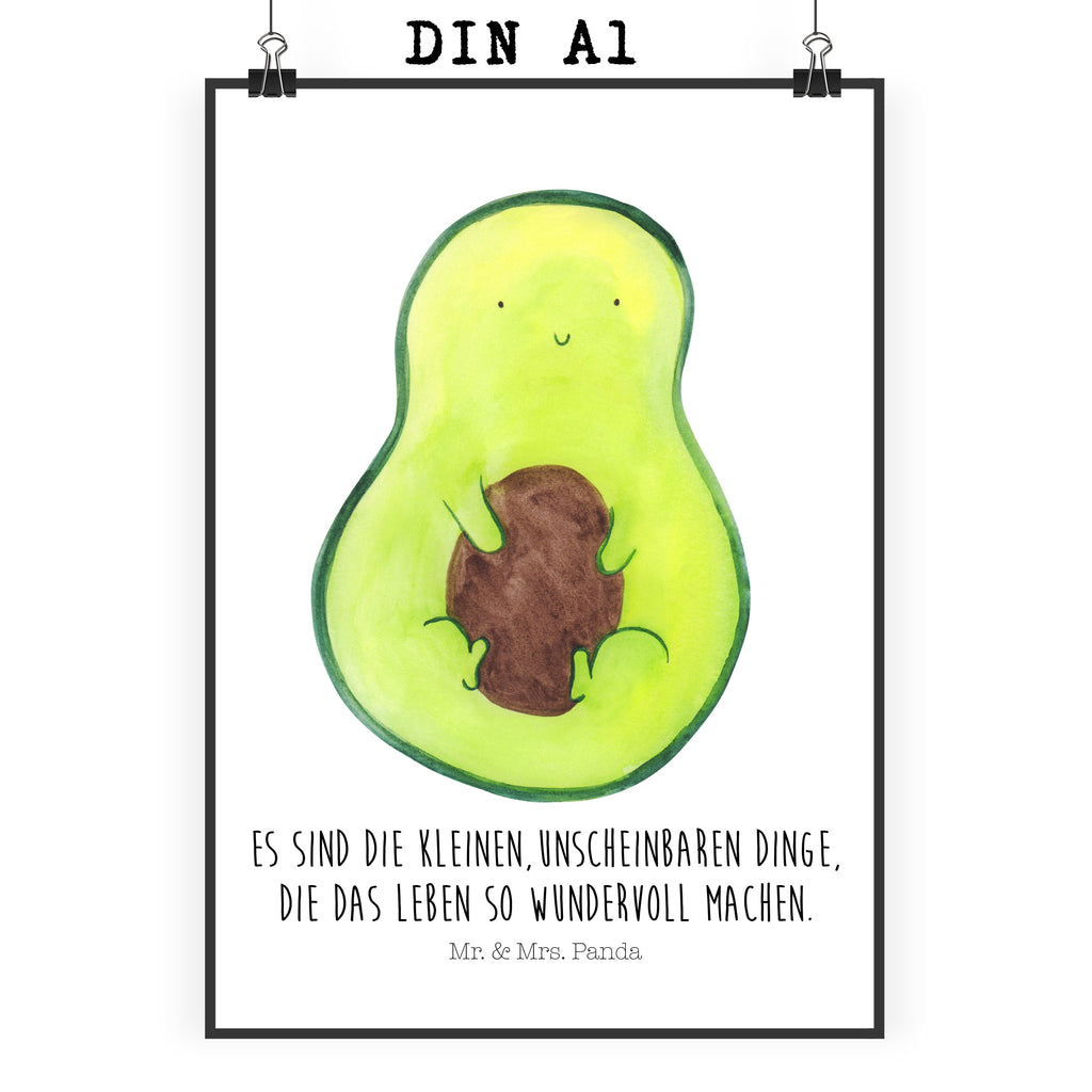 Poster Avocado mit Kern Poster, Wandposter, Bild, Wanddeko, Küchenposter, Kinderposter, Wanddeko Bild, Raumdekoration, Wanddekoration, Handgemaltes Poster, Mr. & Mrs. Panda Poster, Designposter, Kunstdruck, Posterdruck, Avocado, Veggie, Vegan, Gesund, Avokado, Avocadokern, Kern, Pflanze, Spruch Leben