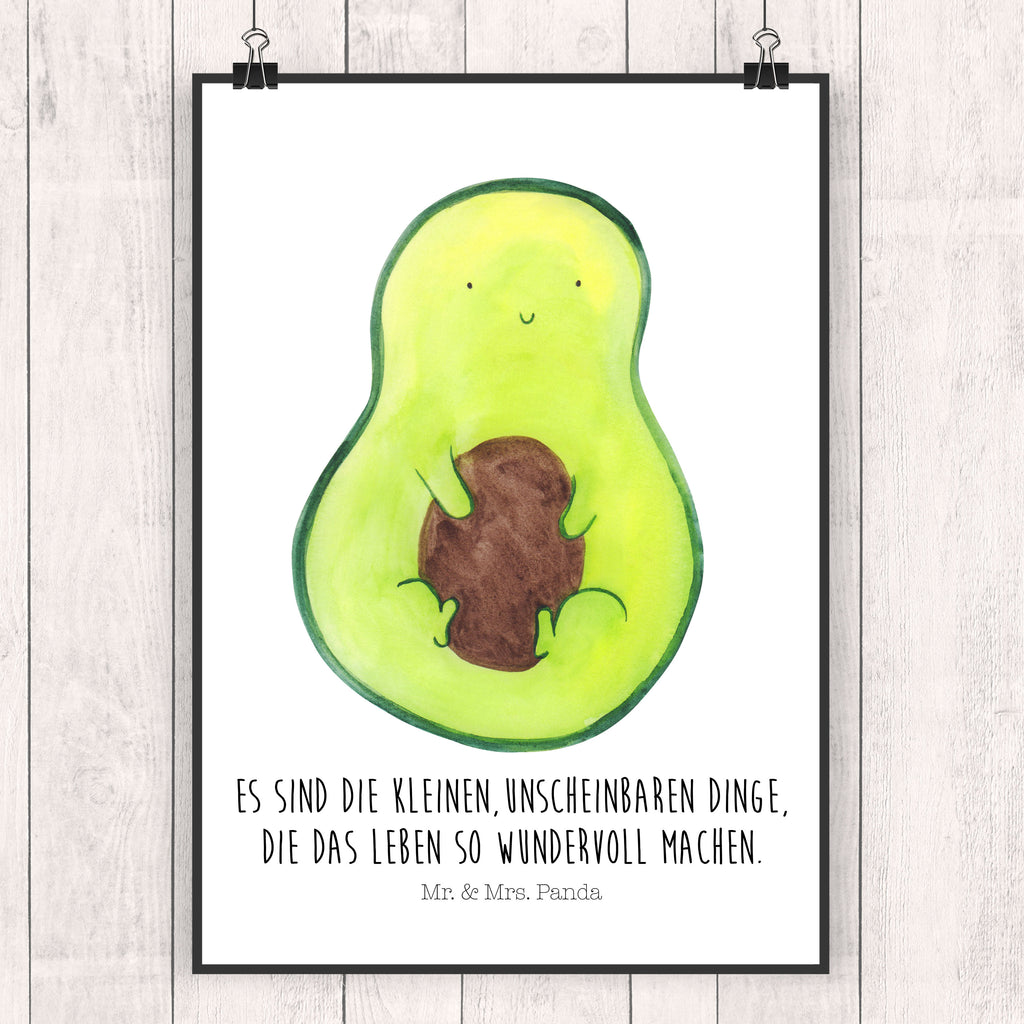 Poster Avocado mit Kern Poster, Wandposter, Bild, Wanddeko, Küchenposter, Kinderposter, Wanddeko Bild, Raumdekoration, Wanddekoration, Handgemaltes Poster, Mr. & Mrs. Panda Poster, Designposter, Kunstdruck, Posterdruck, Avocado, Veggie, Vegan, Gesund, Avokado, Avocadokern, Kern, Pflanze, Spruch Leben
