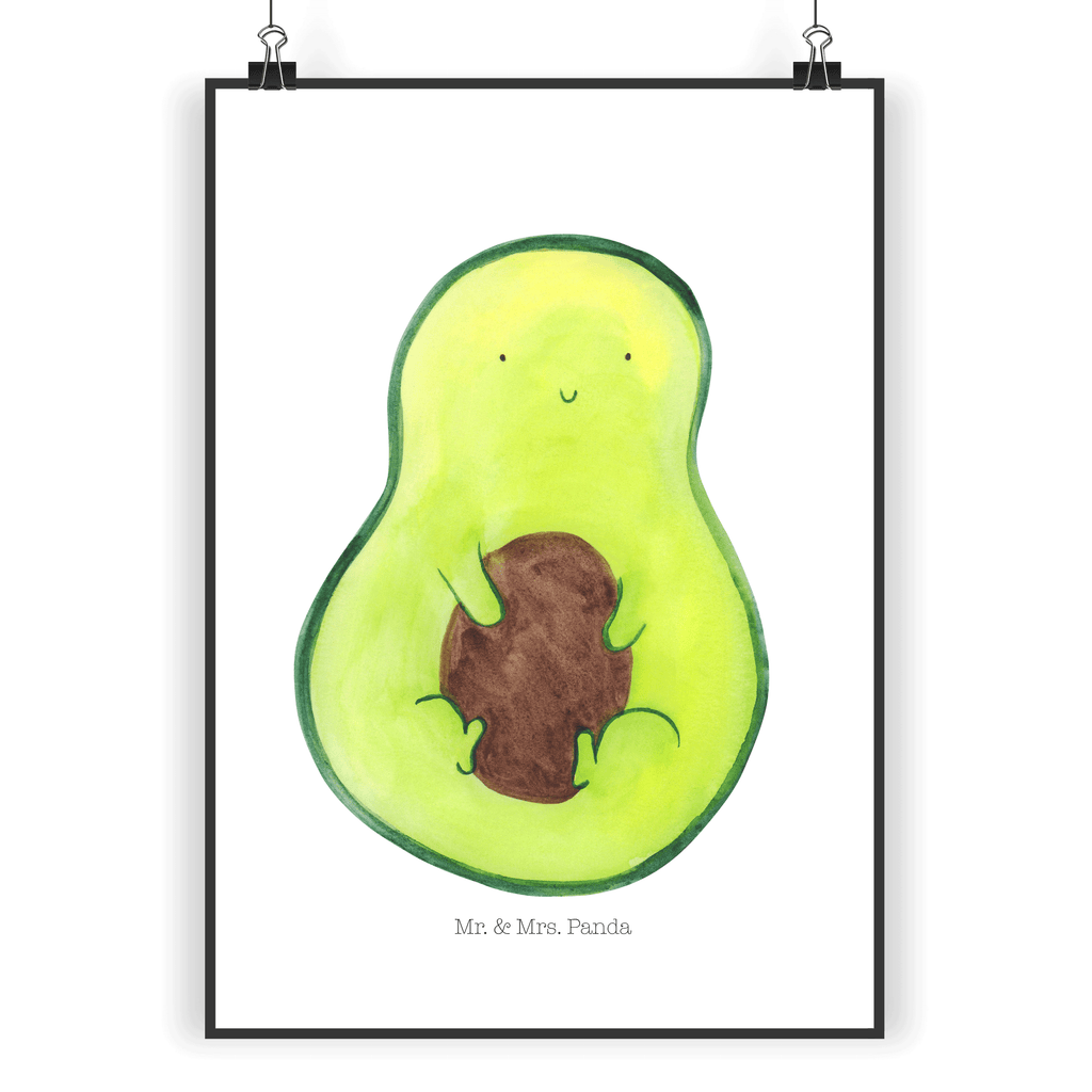 Poster Avocado mit Kern Poster, Wandposter, Bild, Wanddeko, Küchenposter, Kinderposter, Wanddeko Bild, Raumdekoration, Wanddekoration, Handgemaltes Poster, Mr. & Mrs. Panda Poster, Designposter, Kunstdruck, Posterdruck, Avocado, Veggie, Vegan, Gesund, Avokado, Avocadokern, Kern, Pflanze, Spruch Leben