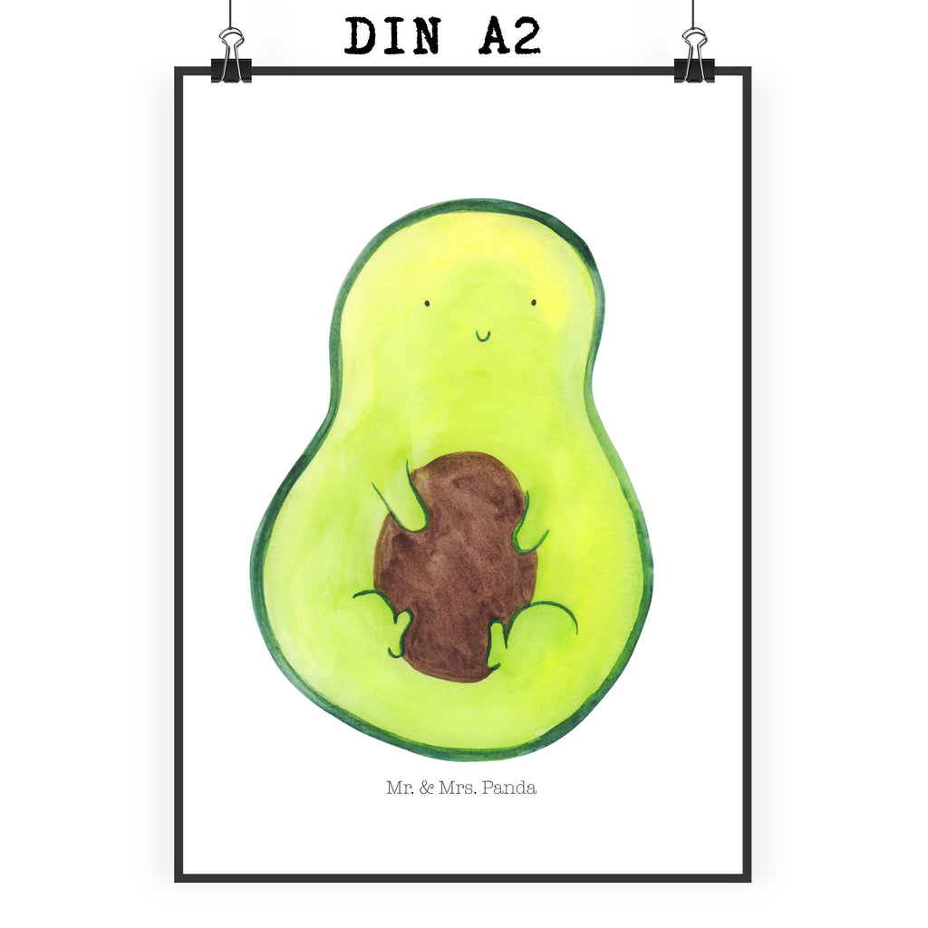 Poster Avocado mit Kern Poster, Wandposter, Bild, Wanddeko, Küchenposter, Kinderposter, Wanddeko Bild, Raumdekoration, Wanddekoration, Handgemaltes Poster, Mr. & Mrs. Panda Poster, Designposter, Kunstdruck, Posterdruck, Avocado, Veggie, Vegan, Gesund, Avokado, Avocadokern, Kern, Pflanze, Spruch Leben