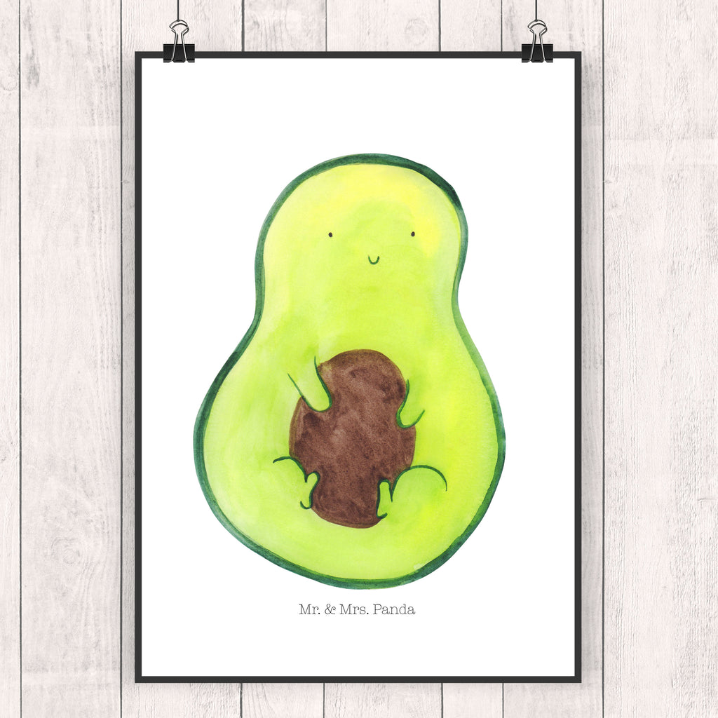 Poster Avocado mit Kern Poster, Wandposter, Bild, Wanddeko, Küchenposter, Kinderposter, Wanddeko Bild, Raumdekoration, Wanddekoration, Handgemaltes Poster, Mr. & Mrs. Panda Poster, Designposter, Kunstdruck, Posterdruck, Avocado, Veggie, Vegan, Gesund, Avokado, Avocadokern, Kern, Pflanze, Spruch Leben