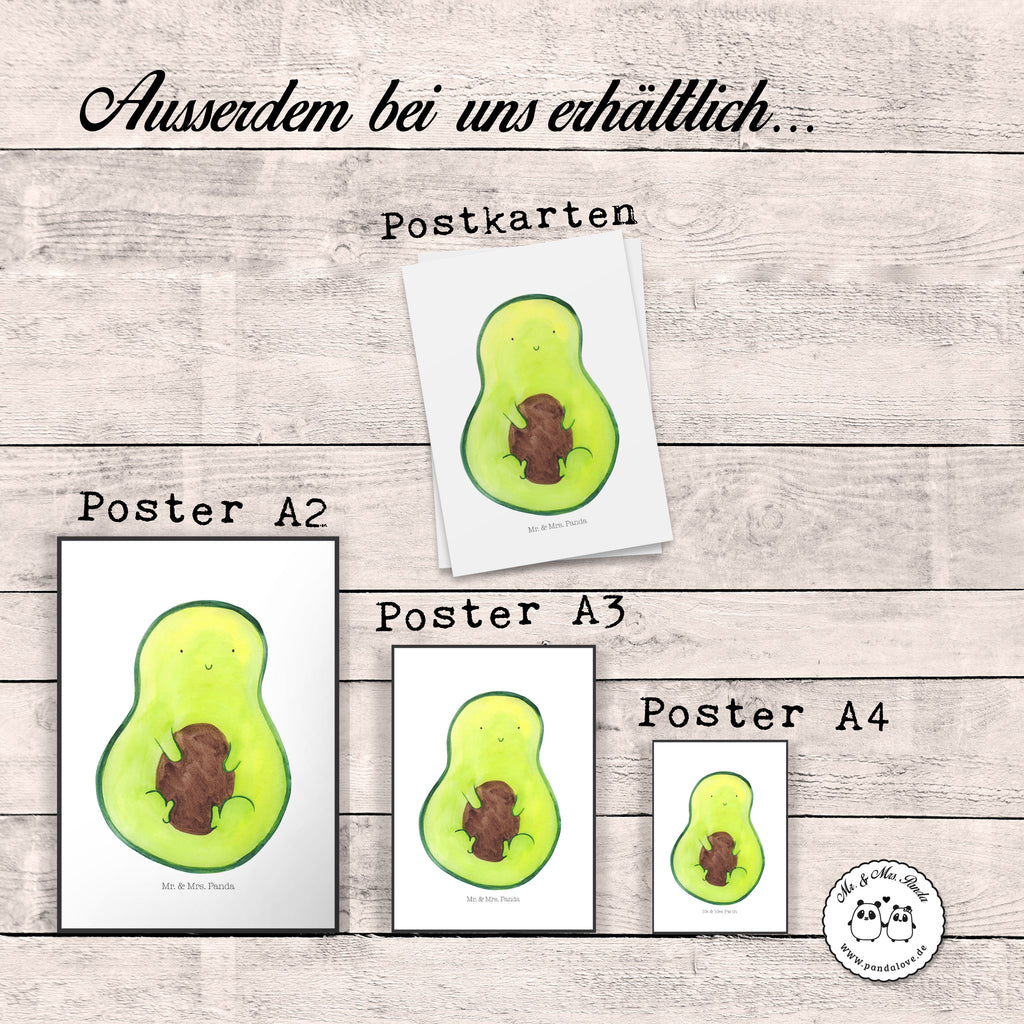 Poster Avocado mit Kern Poster, Wandposter, Bild, Wanddeko, Küchenposter, Kinderposter, Wanddeko Bild, Raumdekoration, Wanddekoration, Handgemaltes Poster, Mr. & Mrs. Panda Poster, Designposter, Kunstdruck, Posterdruck, Avocado, Veggie, Vegan, Gesund, Avokado, Avocadokern, Kern, Pflanze, Spruch Leben