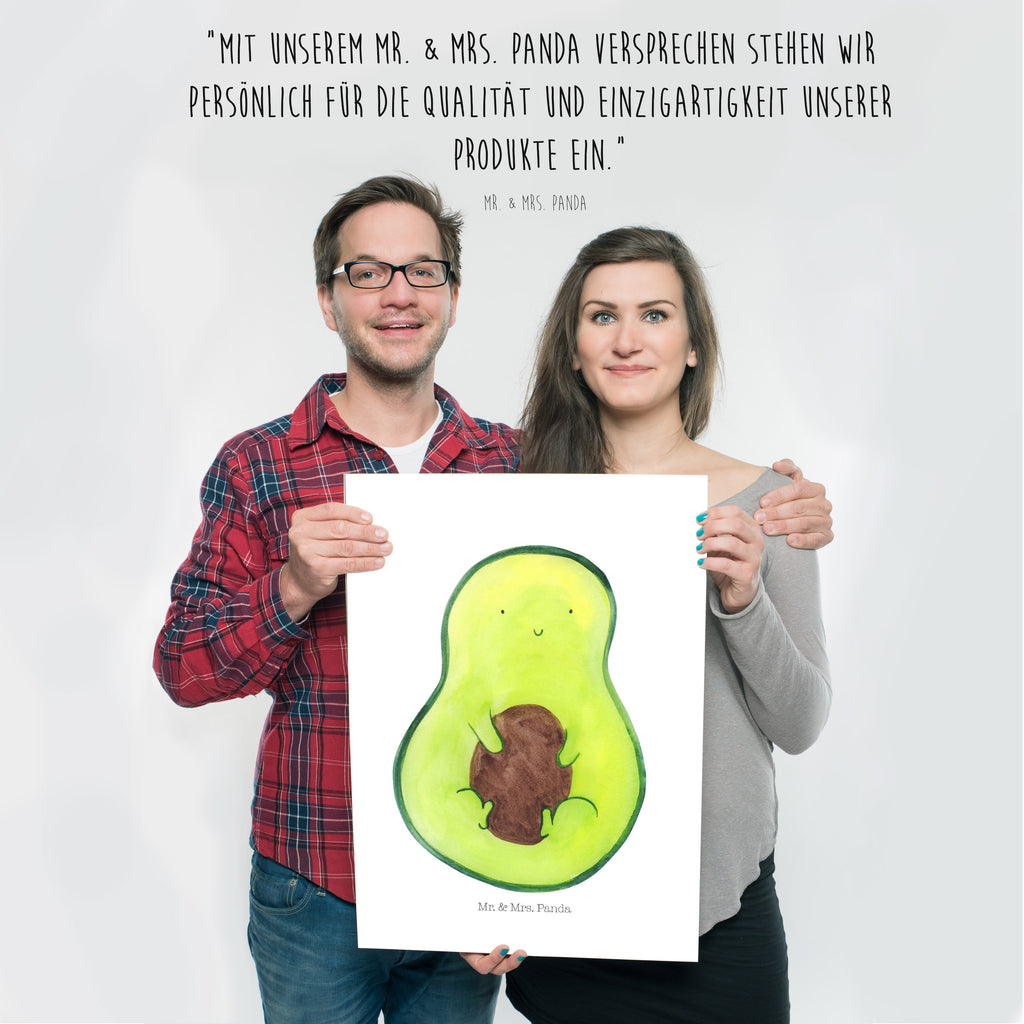 Poster Avocado mit Kern Poster, Wandposter, Bild, Wanddeko, Küchenposter, Kinderposter, Wanddeko Bild, Raumdekoration, Wanddekoration, Handgemaltes Poster, Mr. & Mrs. Panda Poster, Designposter, Kunstdruck, Posterdruck, Avocado, Veggie, Vegan, Gesund, Avokado, Avocadokern, Kern, Pflanze, Spruch Leben