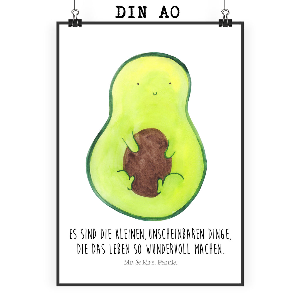 Poster Avocado mit Kern Poster, Wandposter, Bild, Wanddeko, Küchenposter, Kinderposter, Wanddeko Bild, Raumdekoration, Wanddekoration, Handgemaltes Poster, Mr. & Mrs. Panda Poster, Designposter, Kunstdruck, Posterdruck, Avocado, Veggie, Vegan, Gesund, Avokado, Avocadokern, Kern, Pflanze, Spruch Leben