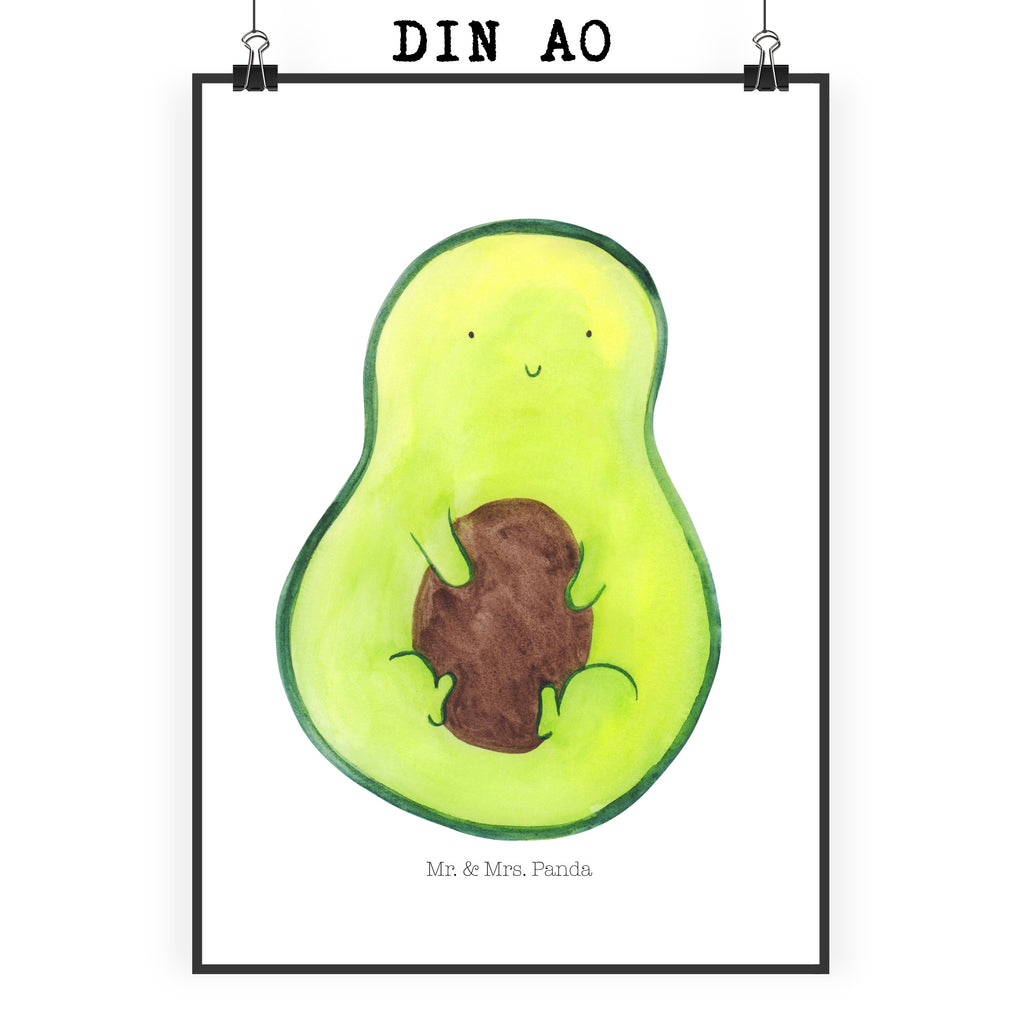 Poster Avocado mit Kern Poster, Wandposter, Bild, Wanddeko, Küchenposter, Kinderposter, Wanddeko Bild, Raumdekoration, Wanddekoration, Handgemaltes Poster, Mr. & Mrs. Panda Poster, Designposter, Kunstdruck, Posterdruck, Avocado, Veggie, Vegan, Gesund, Avokado, Avocadokern, Kern, Pflanze, Spruch Leben