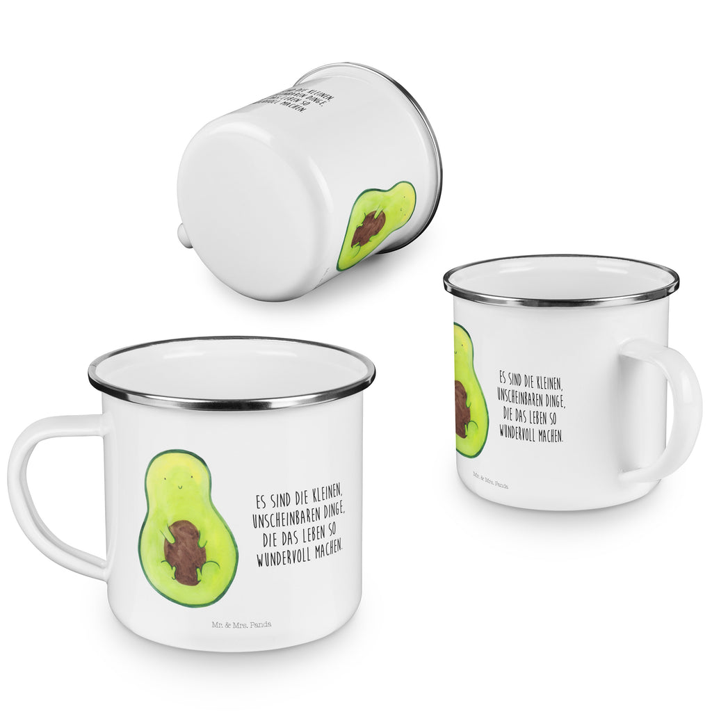 Camping Emaille Tasse Avocado mit Kern Campingtasse, Trinkbecher, Metalltasse, Outdoor Tasse, Emaille Trinkbecher, Blechtasse Outdoor, Emaille Campingbecher, Edelstahl Trinkbecher, Metalltasse für Camping, Kaffee Blechtasse, Camping Tasse Metall, Avocado, Veggie, Vegan, Gesund, Avokado, Avocadokern, Kern, Pflanze, Spruch Leben