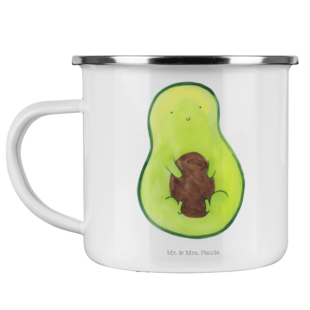 Camping Emaille Tasse Avocado mit Kern Campingtasse, Trinkbecher, Metalltasse, Outdoor Tasse, Emaille Trinkbecher, Blechtasse Outdoor, Emaille Campingbecher, Edelstahl Trinkbecher, Metalltasse für Camping, Kaffee Blechtasse, Camping Tasse Metall, Avocado, Veggie, Vegan, Gesund, Avokado, Avocadokern, Kern, Pflanze, Spruch Leben