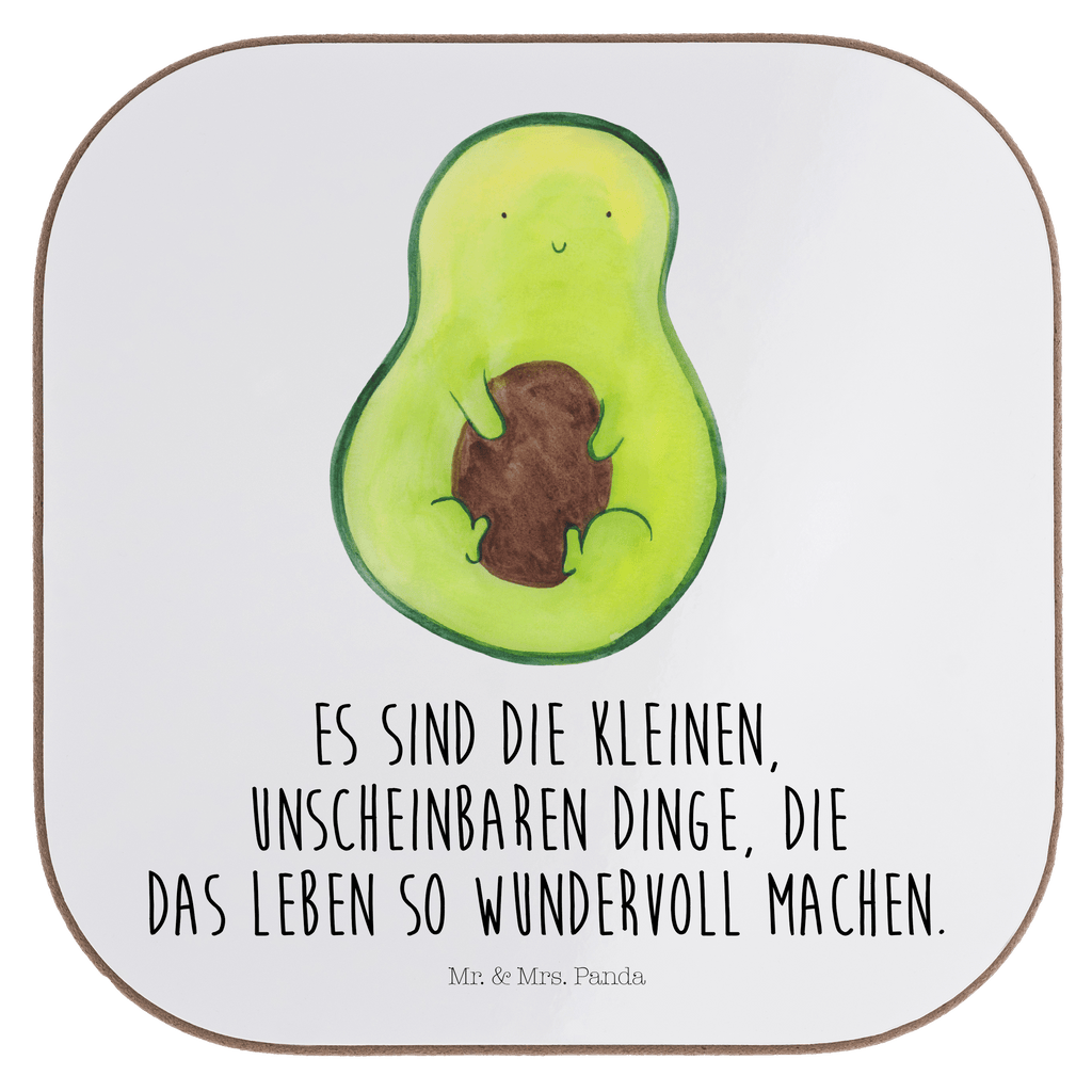 Quadratische Untersetzer Avocado mit Kern Bierdeckel, Glasuntersetzer, Untersetzer Gläser, Getränkeuntersetzer, Avocado, Veggie, Vegan, Gesund, Avokado, Avocadokern, Kern, Pflanze, Spruch Leben