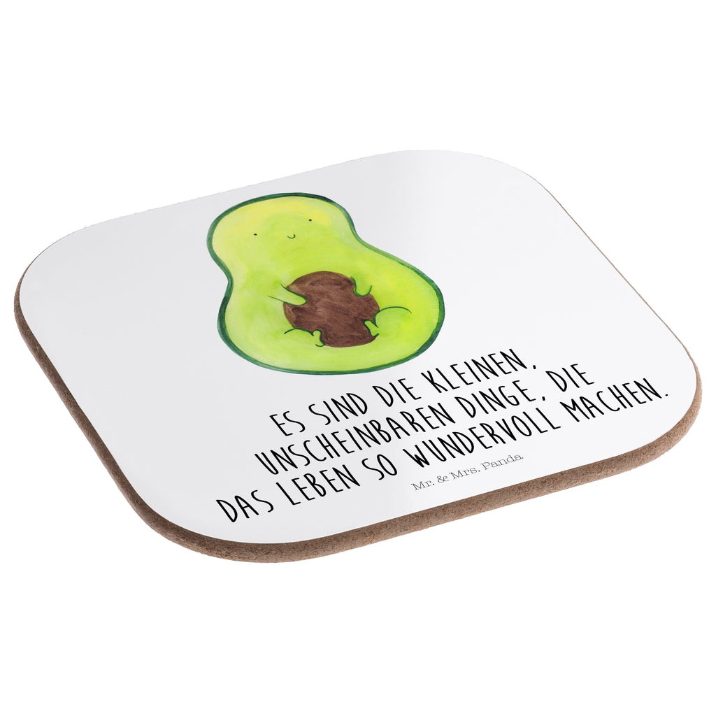 Quadratische Untersetzer Avocado mit Kern Bierdeckel, Glasuntersetzer, Untersetzer Gläser, Getränkeuntersetzer, Avocado, Veggie, Vegan, Gesund, Avokado, Avocadokern, Kern, Pflanze, Spruch Leben