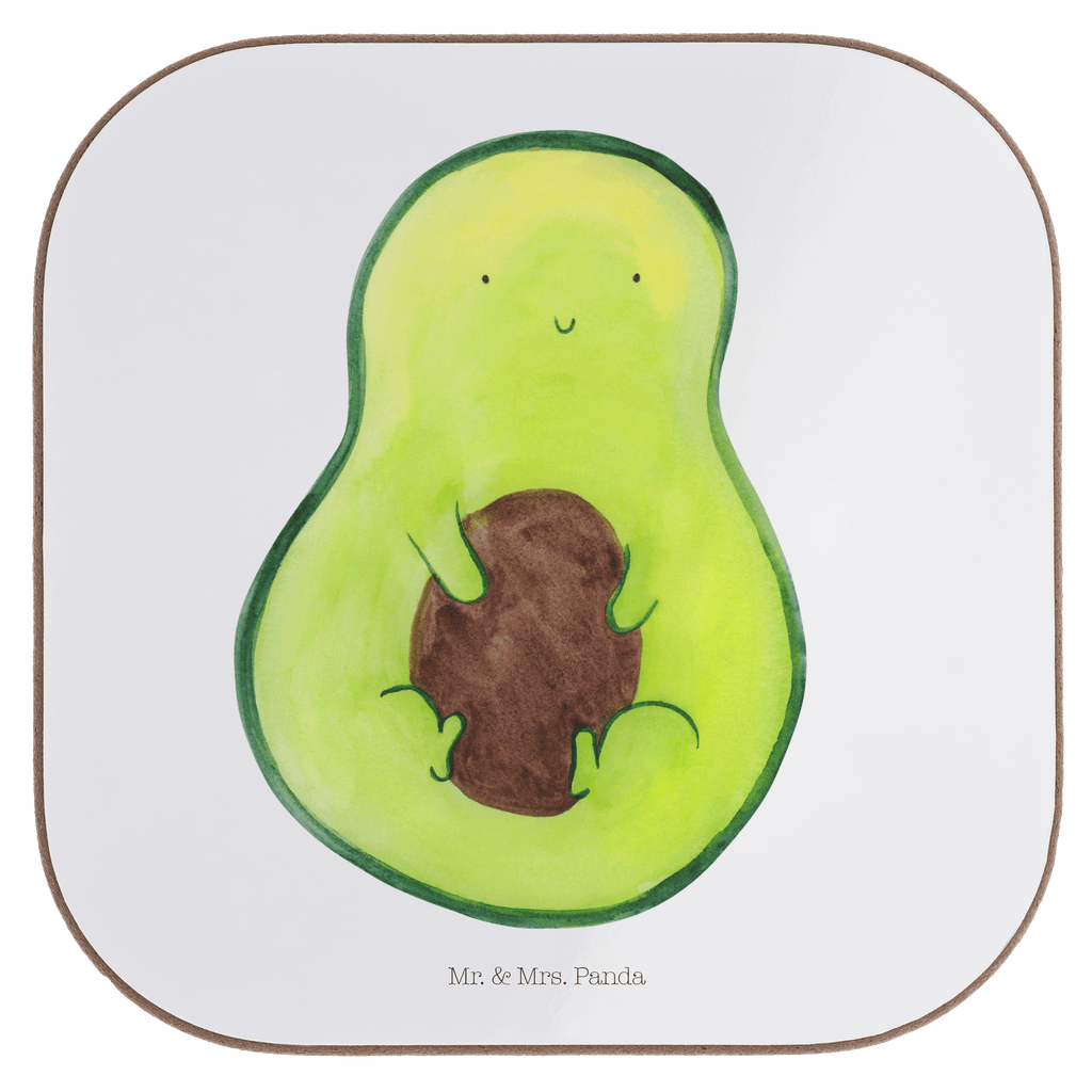 Quadratische Untersetzer Avocado mit Kern Bierdeckel, Glasuntersetzer, Untersetzer Gläser, Getränkeuntersetzer, Avocado, Veggie, Vegan, Gesund, Avokado, Avocadokern, Kern, Pflanze, Spruch Leben