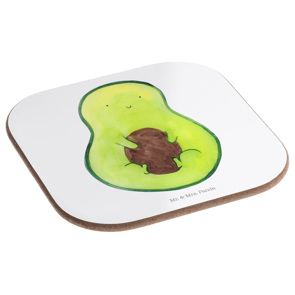 Quadratische Untersetzer Avocado mit Kern Bierdeckel, Glasuntersetzer, Untersetzer Gläser, Getränkeuntersetzer, Avocado, Veggie, Vegan, Gesund, Avokado, Avocadokern, Kern, Pflanze, Spruch Leben