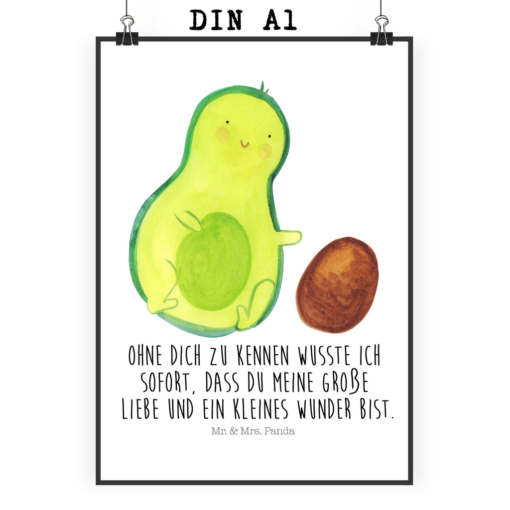 Poster Avocado rollt Kern Poster, Wandposter, Bild, Wanddeko, Küchenposter, Kinderposter, Wanddeko Bild, Raumdekoration, Wanddekoration, Handgemaltes Poster, Mr. & Mrs. Panda Poster, Designposter, Kunstdruck, Posterdruck, Avocado, Veggie, Vegan, Gesund, Avocados, Schwanger, Geburt, Geburtstag, Säugling, Kind, erstes Kind, zur Geburt, Schwangerschaft, Babyparty, Baby, große Liebe, Liebe, Love