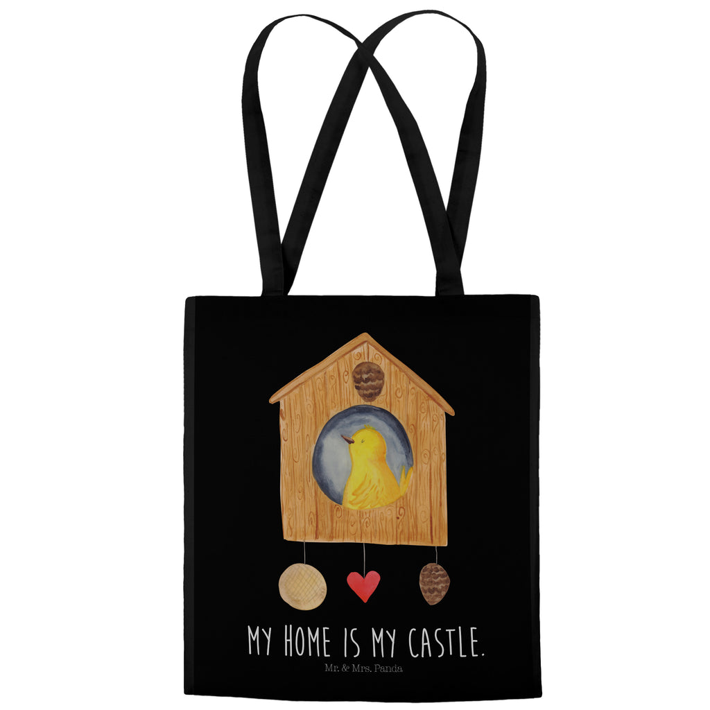 Tragetasche Vogelhaus Beuteltasche, Beutel, Einkaufstasche, Jutebeutel, Stoffbeutel, Tiermotive, Gute Laune, lustige Sprüche, Tiere, Vogel, Vögel, Vogelhaus, Vogelhäuschen, Home sweet home, Zuhause, Nest, Eigenheim, Familie, Wohnung, Haus, unser Haus, Lieblingsort, Castle