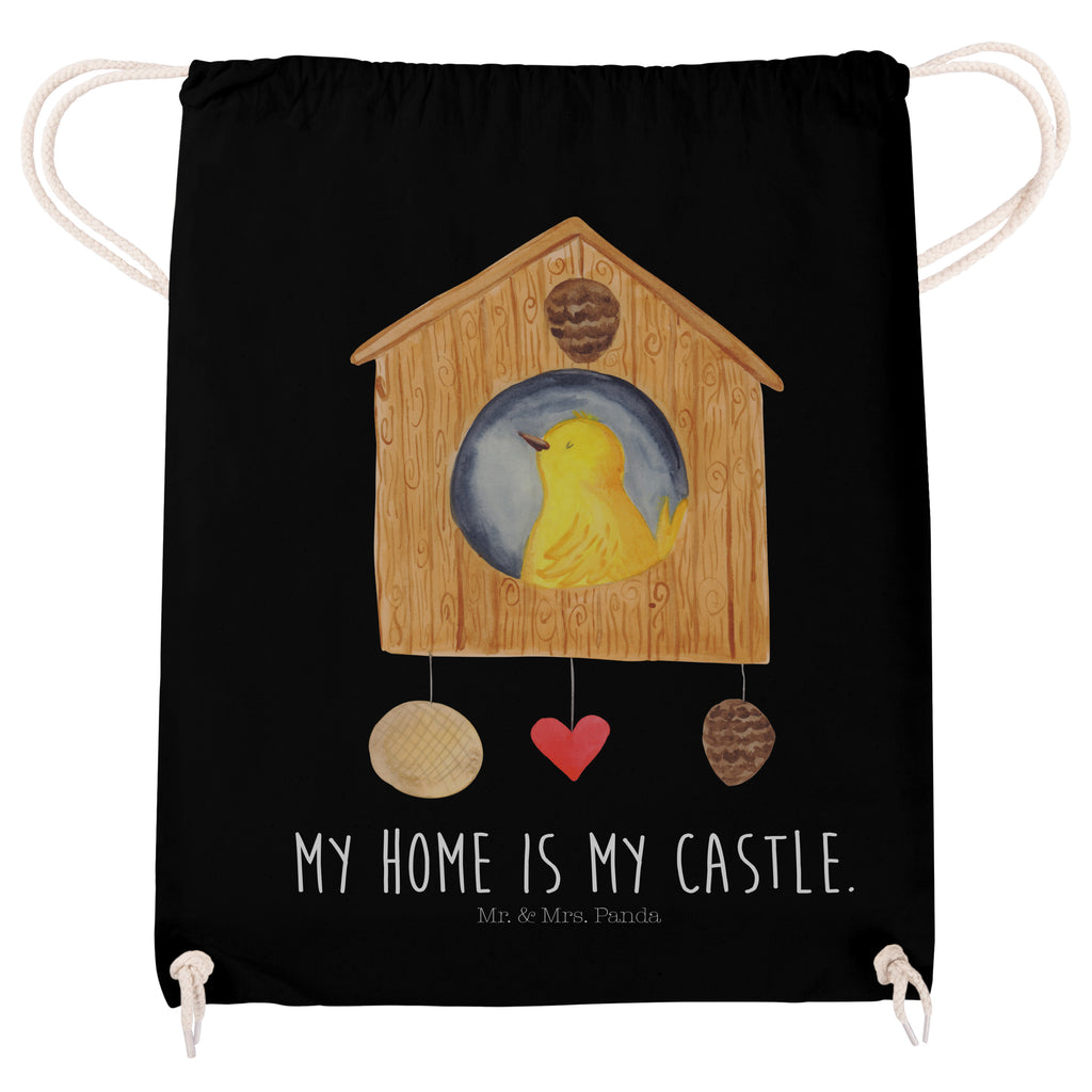 Sportbeutel Vogelhaus Turnbeutel, Beutel, Sporttasche, Tasche, Stoffbeutel, Tiermotive, Gute Laune, lustige Sprüche, Tiere, Vogel, Vögel, Vogelhaus, Vogelhäuschen, Home sweet home, Zuhause, Nest, Eigenheim, Familie, Wohnung, Haus, unser Haus, Lieblingsort, Castle