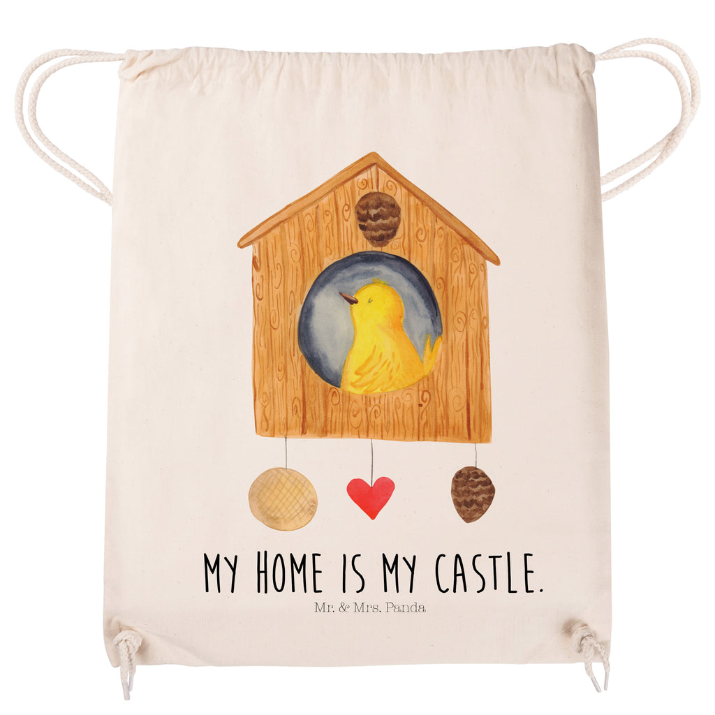 Sportbeutel Vogelhaus Turnbeutel, Beutel, Sporttasche, Tasche, Stoffbeutel, Tiermotive, Gute Laune, lustige Sprüche, Tiere, Vogel, Vögel, Vogelhaus, Vogelhäuschen, Home sweet home, Zuhause, Nest, Eigenheim, Familie, Wohnung, Haus, unser Haus, Lieblingsort, Castle