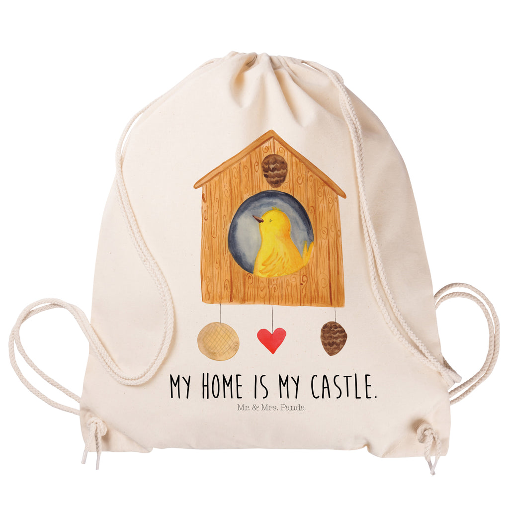 Sportbeutel Vogelhaus Turnbeutel, Beutel, Sporttasche, Tasche, Stoffbeutel, Tiermotive, Gute Laune, lustige Sprüche, Tiere, Vogel, Vögel, Vogelhaus, Vogelhäuschen, Home sweet home, Zuhause, Nest, Eigenheim, Familie, Wohnung, Haus, unser Haus, Lieblingsort, Castle
