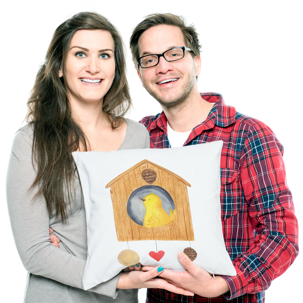 40x40 Kissen Vogelhaus Kissenhülle, Kopfkissen, Sofakissen, Dekokissen, Motivkissen, Tiermotive, Gute Laune, lustige Sprüche, Tiere, Vogel, Vögel, Vogelhaus, Vogelhäuschen, Home sweet home, Zuhause, Nest, Eigenheim, Familie, Wohnung, Haus, unser Haus, Lieblingsort, Castle
