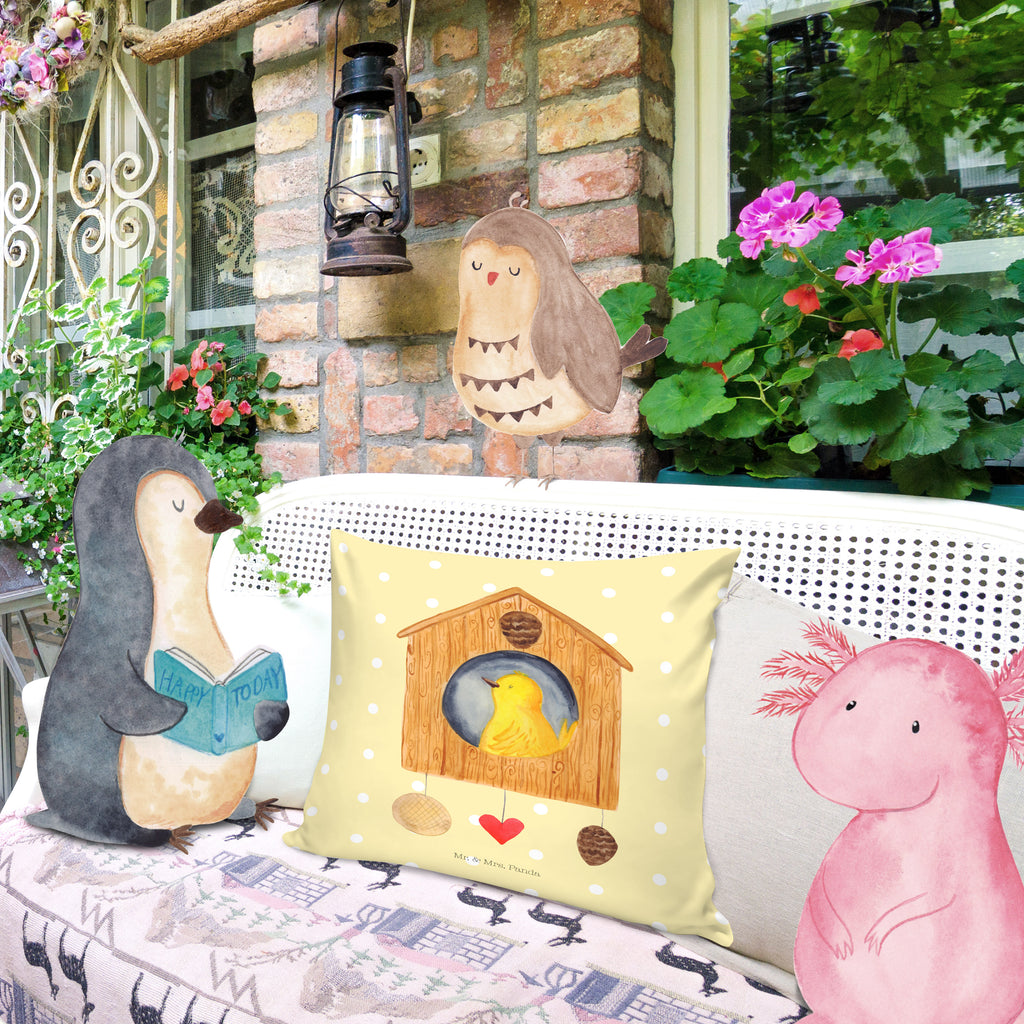 40x40 Kissen Vogelhaus Kissenhülle, Kopfkissen, Sofakissen, Dekokissen, Motivkissen, Tiermotive, Gute Laune, lustige Sprüche, Tiere, Vogel, Vögel, Vogelhaus, Vogelhäuschen, Home sweet home, Zuhause, Nest, Eigenheim, Familie, Wohnung, Haus, unser Haus, Lieblingsort, Castle