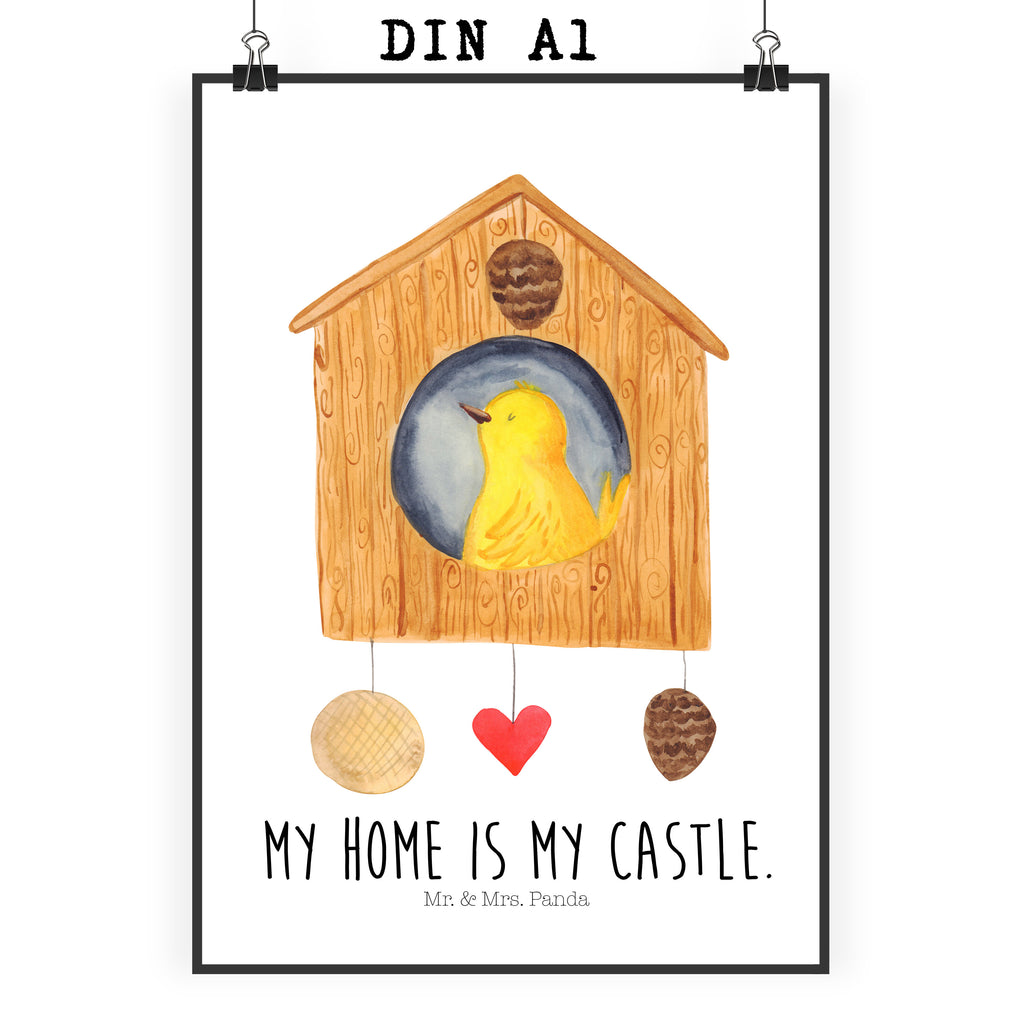 Poster Vogelhaus Poster, Wandposter, Bild, Wanddeko, Küchenposter, Kinderposter, Wanddeko Bild, Raumdekoration, Wanddekoration, Handgemaltes Poster, Mr. & Mrs. Panda Poster, Designposter, Kunstdruck, Posterdruck, Tiermotive, Gute Laune, lustige Sprüche, Tiere, Vogel, Vögel, Vogelhaus, Vogelhäuschen, Home sweet home, Zuhause, Nest, Eigenheim, Familie, Wohnung, Haus, unser Haus, Lieblingsort, Castle