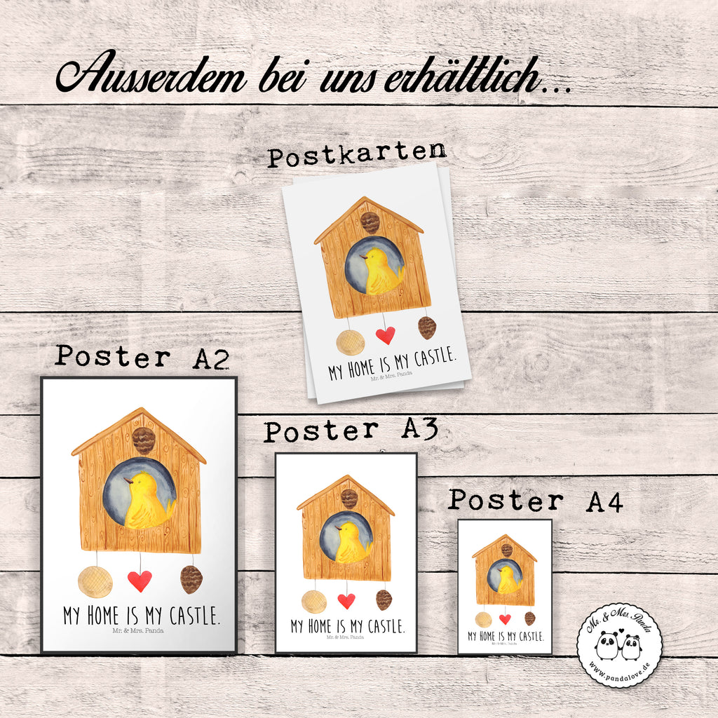 Poster Vogelhaus Poster, Wandposter, Bild, Wanddeko, Küchenposter, Kinderposter, Wanddeko Bild, Raumdekoration, Wanddekoration, Handgemaltes Poster, Mr. & Mrs. Panda Poster, Designposter, Kunstdruck, Posterdruck, Tiermotive, Gute Laune, lustige Sprüche, Tiere, Vogel, Vögel, Vogelhaus, Vogelhäuschen, Home sweet home, Zuhause, Nest, Eigenheim, Familie, Wohnung, Haus, unser Haus, Lieblingsort, Castle