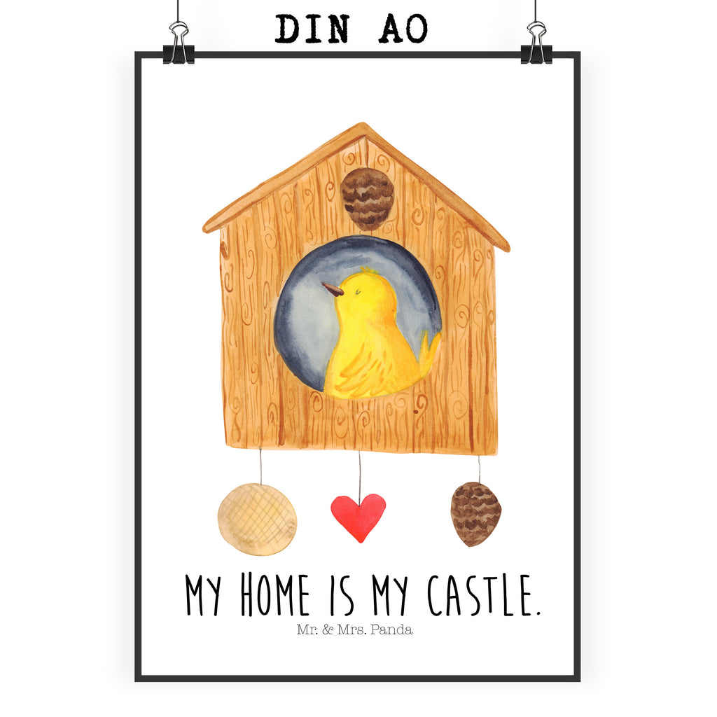 Poster Vogelhaus Poster, Wandposter, Bild, Wanddeko, Küchenposter, Kinderposter, Wanddeko Bild, Raumdekoration, Wanddekoration, Handgemaltes Poster, Mr. & Mrs. Panda Poster, Designposter, Kunstdruck, Posterdruck, Tiermotive, Gute Laune, lustige Sprüche, Tiere, Vogel, Vögel, Vogelhaus, Vogelhäuschen, Home sweet home, Zuhause, Nest, Eigenheim, Familie, Wohnung, Haus, unser Haus, Lieblingsort, Castle