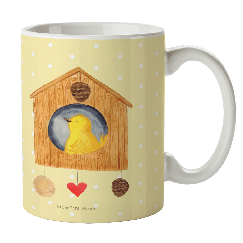 Tasse Vogelhaus Vogel, Vögel, Vogelhaus, Vogelhäuschen, Home sweet home, Zuhause, Nest, Eigenheim, Familie, Wohnung, Haus, unser Haus, Lieblingsort, Castle Becher, Kaffeetasse, Kaffeebecher, Tee, Frühstück, Büro  süße Tiermotive, gute Laune, lustige Sprüche, Tiere