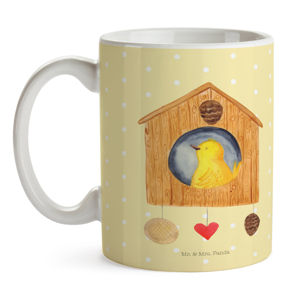 Tasse Vogelhaus Vogel, Vögel, Vogelhaus, Vogelhäuschen, Home sweet home, Zuhause, Nest, Eigenheim, Familie, Wohnung, Haus, unser Haus, Lieblingsort, Castle Becher, Kaffeetasse, Kaffeebecher, Tee, Frühstück, Büro  süße Tiermotive, gute Laune, lustige Sprüche, Tiere