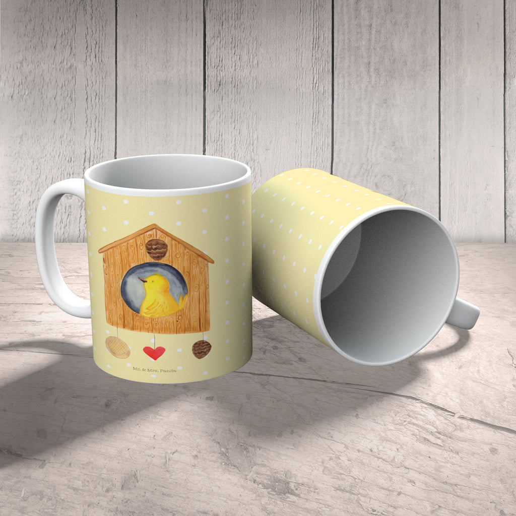 Tasse Vogelhaus Vogel, Vögel, Vogelhaus, Vogelhäuschen, Home sweet home, Zuhause, Nest, Eigenheim, Familie, Wohnung, Haus, unser Haus, Lieblingsort, Castle Becher, Kaffeetasse, Kaffeebecher, Tee, Frühstück, Büro  süße Tiermotive, gute Laune, lustige Sprüche, Tiere