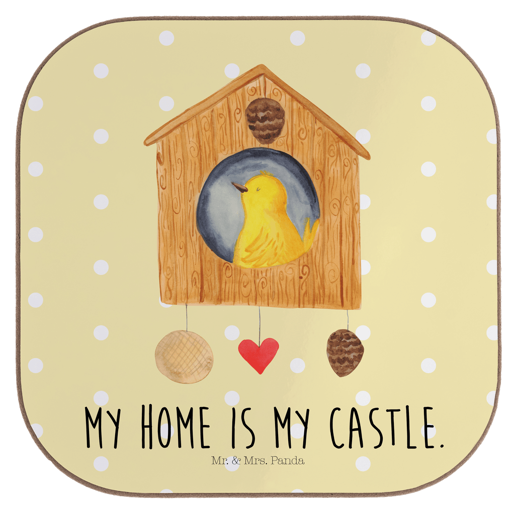 Quadratische Untersetzer Vogelhaus Bierdeckel, Glasuntersetzer, Untersetzer Gläser, Getränkeuntersetzer, Tiermotive, Gute Laune, lustige Sprüche, Tiere, Vogel, Vögel, Vogelhaus, Vogelhäuschen, Home sweet home, Zuhause, Nest, Eigenheim, Familie, Wohnung, Haus, unser Haus, Lieblingsort, Castle