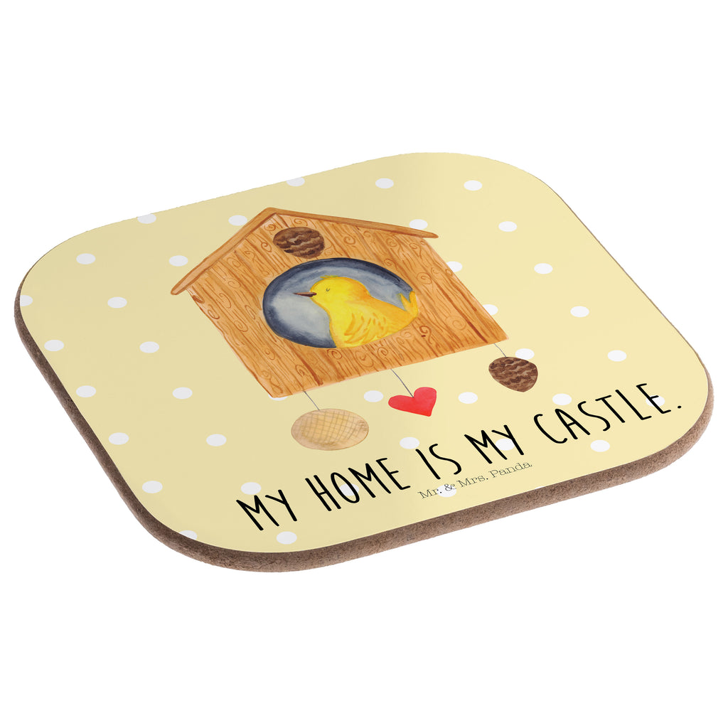Quadratische Untersetzer Vogelhaus Bierdeckel, Glasuntersetzer, Untersetzer Gläser, Getränkeuntersetzer, Tiermotive, Gute Laune, lustige Sprüche, Tiere, Vogel, Vögel, Vogelhaus, Vogelhäuschen, Home sweet home, Zuhause, Nest, Eigenheim, Familie, Wohnung, Haus, unser Haus, Lieblingsort, Castle