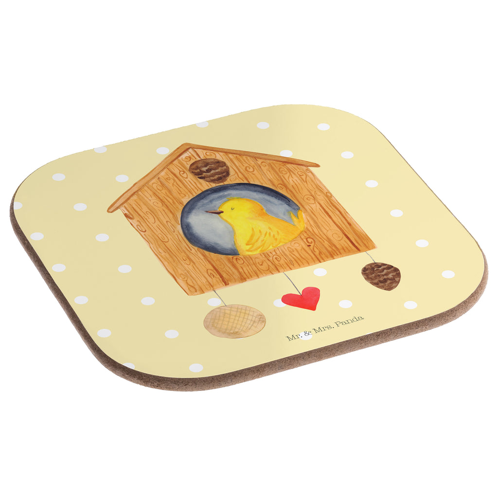 Quadratische Untersetzer Vogelhaus Bierdeckel, Glasuntersetzer, Untersetzer Gläser, Getränkeuntersetzer, Tiermotive, Gute Laune, lustige Sprüche, Tiere, Vogel, Vögel, Vogelhaus, Vogelhäuschen, Home sweet home, Zuhause, Nest, Eigenheim, Familie, Wohnung, Haus, unser Haus, Lieblingsort, Castle