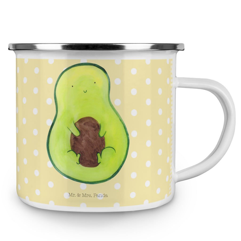 Camping Emaille Tasse Avocado mit Kern Campingtasse, Trinkbecher, Metalltasse, Outdoor Tasse, Emaille Trinkbecher, Blechtasse Outdoor, Emaille Campingbecher, Edelstahl Trinkbecher, Metalltasse für Camping, Kaffee Blechtasse, Camping Tasse Metall, Avocado, Veggie, Vegan, Gesund, Avokado, Avocadokern, Kern, Pflanze, Spruch Leben