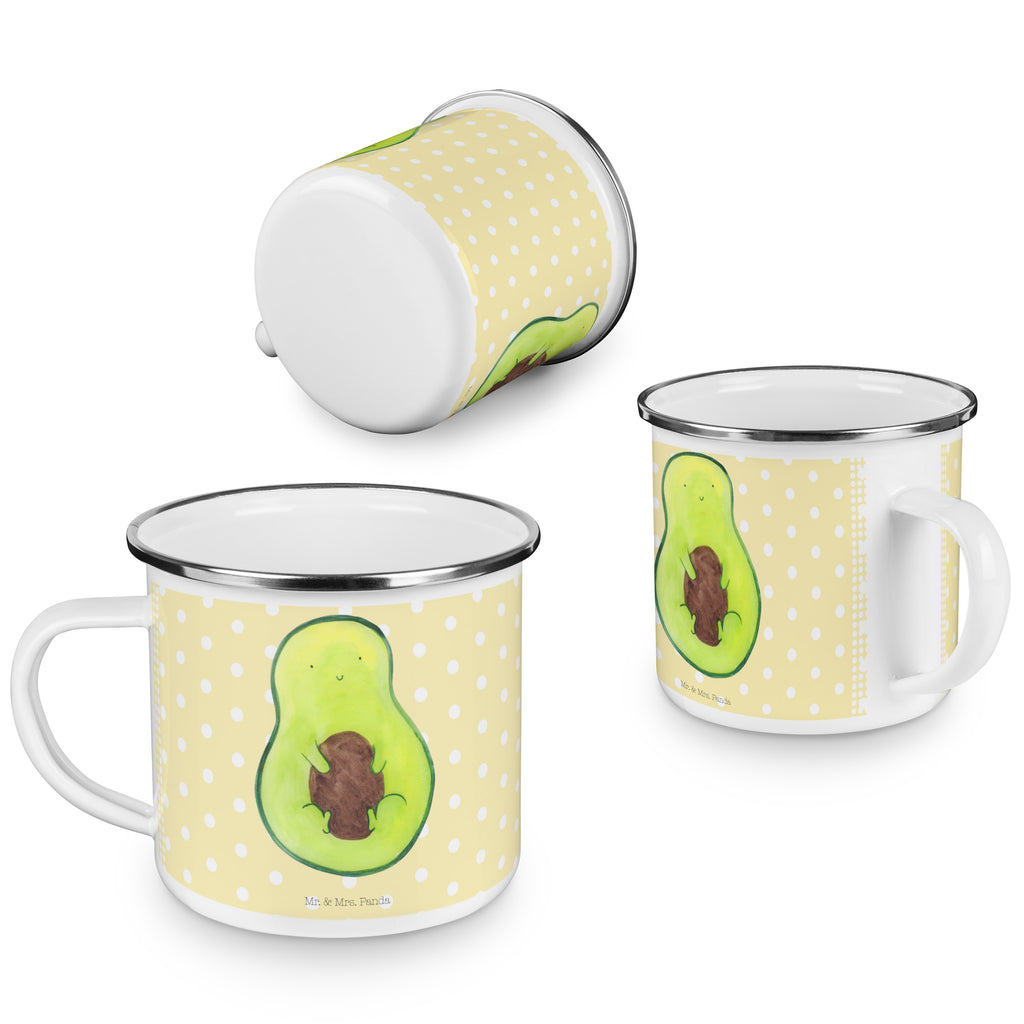 Camping Emaille Tasse Avocado mit Kern Campingtasse, Trinkbecher, Metalltasse, Outdoor Tasse, Emaille Trinkbecher, Blechtasse Outdoor, Emaille Campingbecher, Edelstahl Trinkbecher, Metalltasse für Camping, Kaffee Blechtasse, Camping Tasse Metall, Avocado, Veggie, Vegan, Gesund, Avokado, Avocadokern, Kern, Pflanze, Spruch Leben