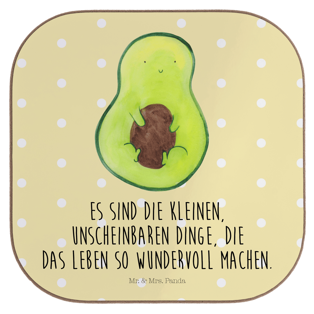 Quadratische Untersetzer Avocado mit Kern Bierdeckel, Glasuntersetzer, Untersetzer Gläser, Getränkeuntersetzer, Avocado, Veggie, Vegan, Gesund, Avokado, Avocadokern, Kern, Pflanze, Spruch Leben