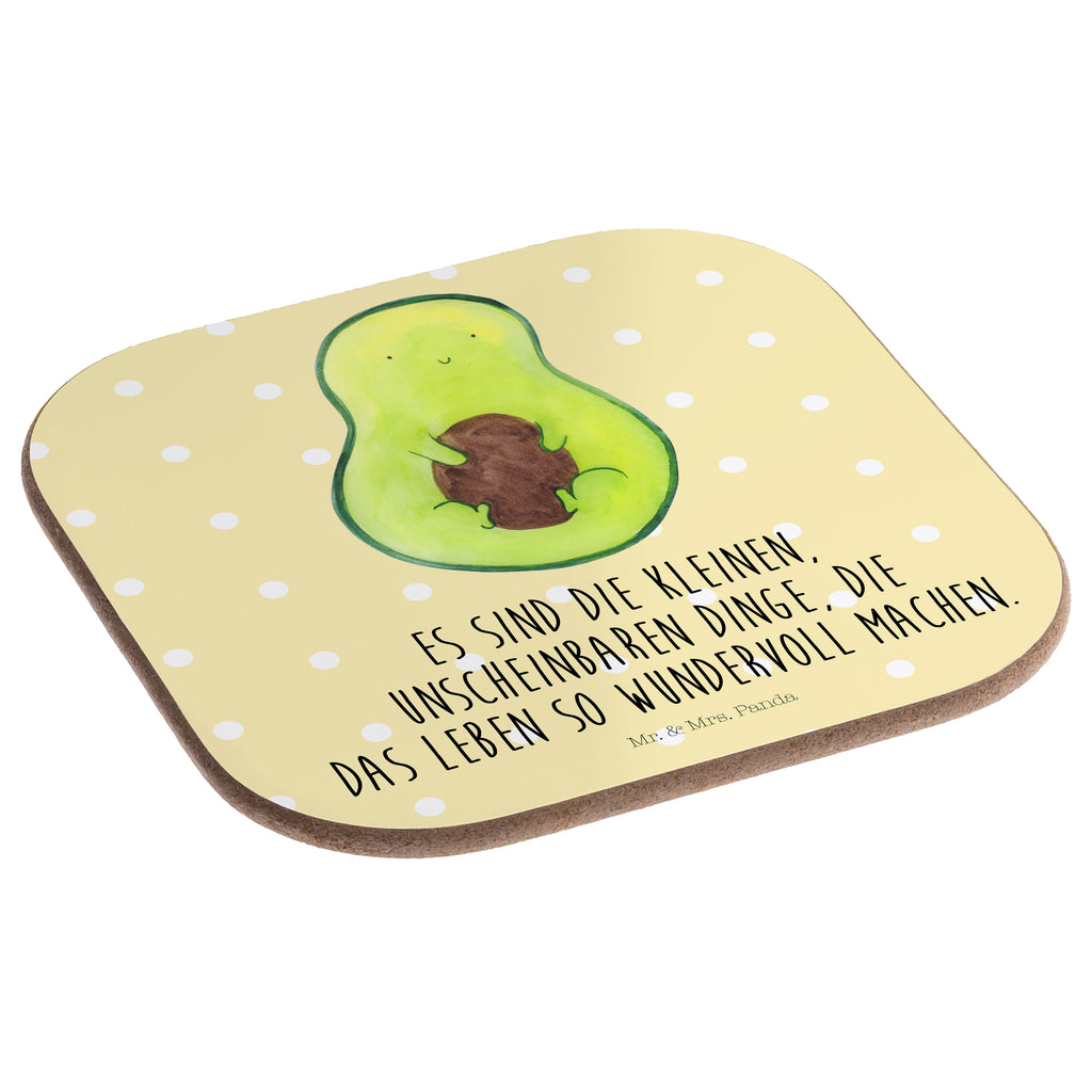 Quadratische Untersetzer Avocado mit Kern Bierdeckel, Glasuntersetzer, Untersetzer Gläser, Getränkeuntersetzer, Avocado, Veggie, Vegan, Gesund, Avokado, Avocadokern, Kern, Pflanze, Spruch Leben