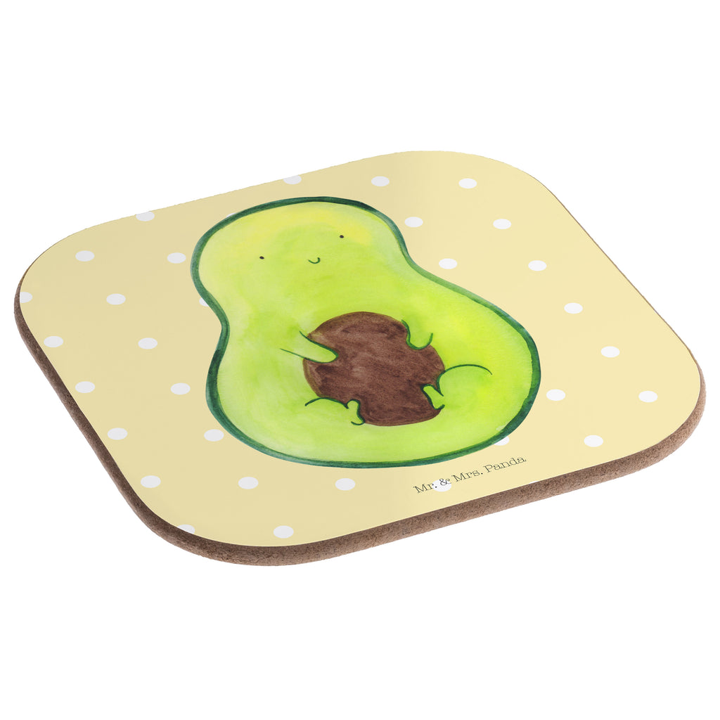Quadratische Untersetzer Avocado mit Kern Bierdeckel, Glasuntersetzer, Untersetzer Gläser, Getränkeuntersetzer, Avocado, Veggie, Vegan, Gesund, Avokado, Avocadokern, Kern, Pflanze, Spruch Leben