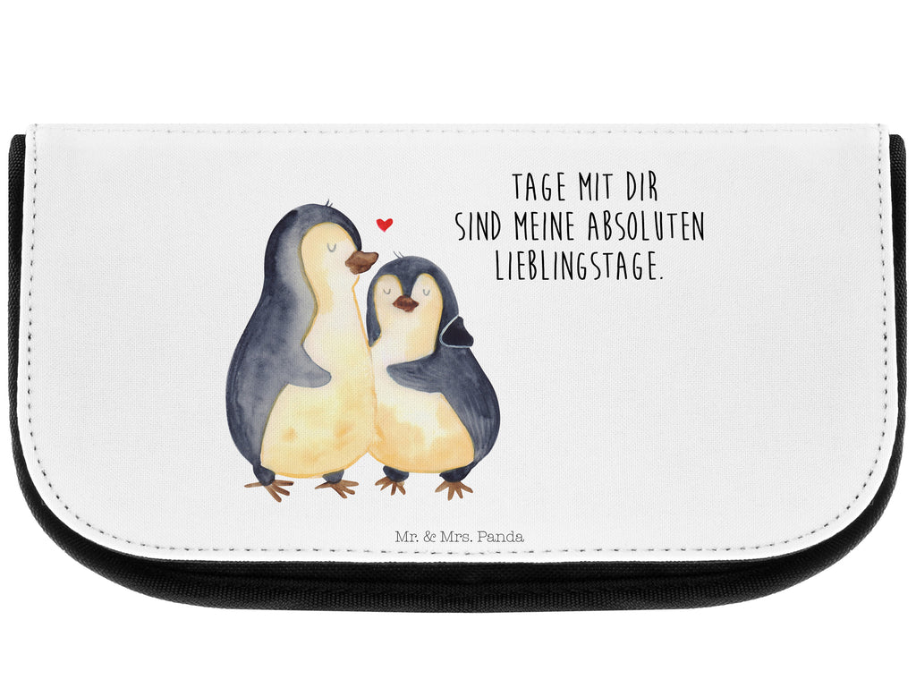 Kosmetiktasche Pinguin umarmend Kosmetikbeutel, Kulturtasche, Kulturbeutel, Schminktasche, Make-Up Tasche, Pinguin, Liebe, Liebespaar, Liebesbeweis, Liebesgeschenk, Verlobung, Jahrestag, Hochzeitstag, Hochzeit, Hochzeitsgeschenk