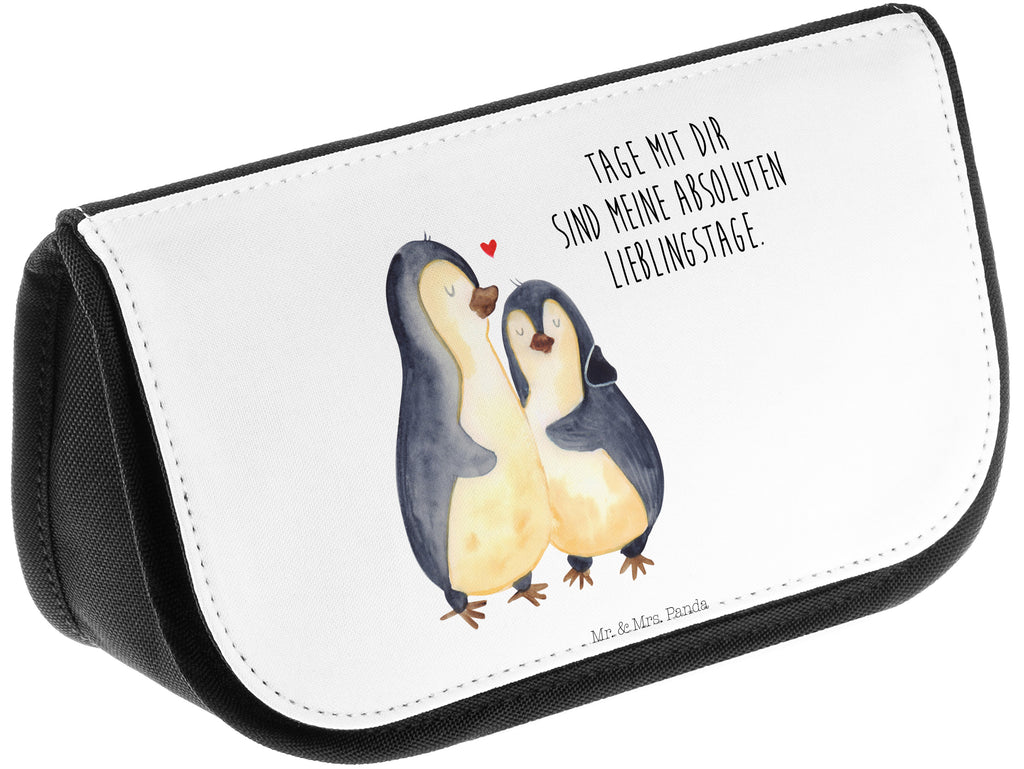 Kosmetiktasche Pinguin umarmend Kosmetikbeutel, Kulturtasche, Kulturbeutel, Schminktasche, Make-Up Tasche, Pinguin, Liebe, Liebespaar, Liebesbeweis, Liebesgeschenk, Verlobung, Jahrestag, Hochzeitstag, Hochzeit, Hochzeitsgeschenk