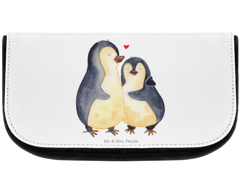 Kosmetiktasche Pinguin umarmend Kosmetikbeutel, Kulturtasche, Kulturbeutel, Schminktasche, Make-Up Tasche, Pinguin, Liebe, Liebespaar, Liebesbeweis, Liebesgeschenk, Verlobung, Jahrestag, Hochzeitstag, Hochzeit, Hochzeitsgeschenk