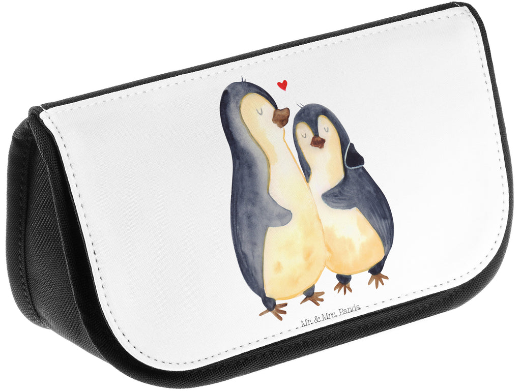 Kosmetiktasche Pinguin umarmend Kosmetikbeutel, Kulturtasche, Kulturbeutel, Schminktasche, Make-Up Tasche, Pinguin, Liebe, Liebespaar, Liebesbeweis, Liebesgeschenk, Verlobung, Jahrestag, Hochzeitstag, Hochzeit, Hochzeitsgeschenk