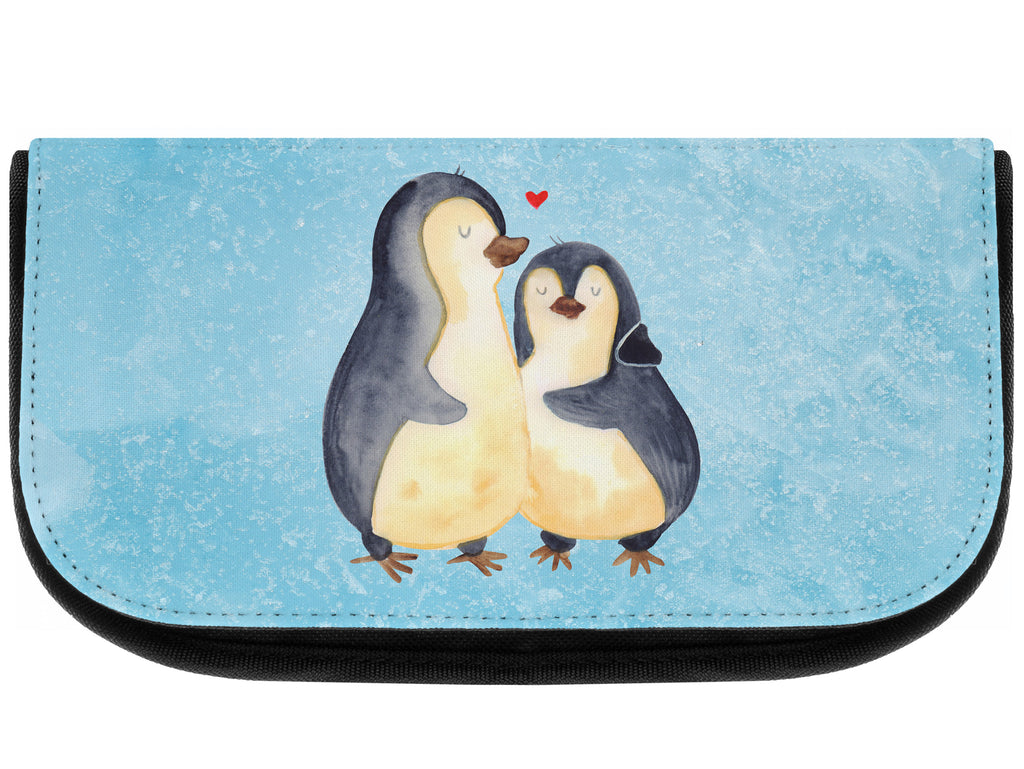 Kosmetiktasche Pinguin umarmend Kosmetikbeutel, Kulturtasche, Kulturbeutel, Schminktasche, Make-Up Tasche, Pinguin, Liebe, Liebespaar, Liebesbeweis, Liebesgeschenk, Verlobung, Jahrestag, Hochzeitstag, Hochzeit, Hochzeitsgeschenk