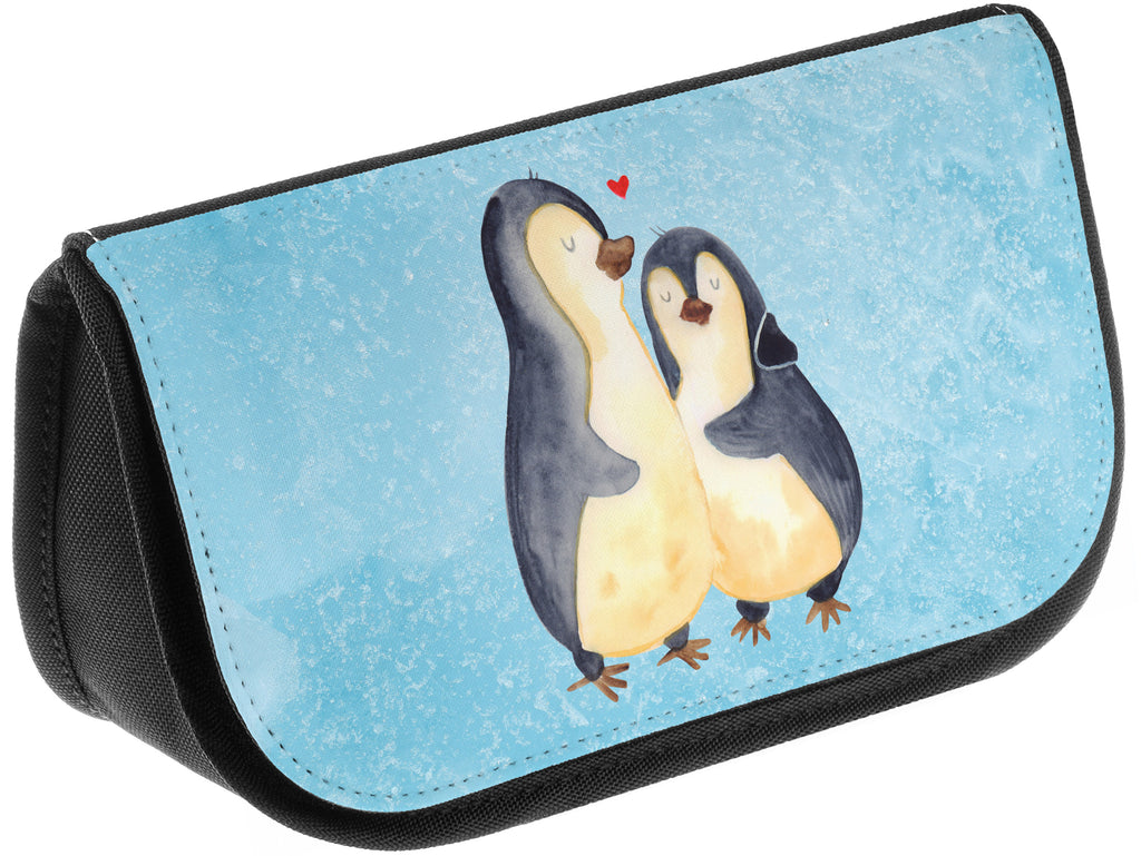 Kosmetiktasche Pinguin umarmend Kosmetikbeutel, Kulturtasche, Kulturbeutel, Schminktasche, Make-Up Tasche, Pinguin, Liebe, Liebespaar, Liebesbeweis, Liebesgeschenk, Verlobung, Jahrestag, Hochzeitstag, Hochzeit, Hochzeitsgeschenk