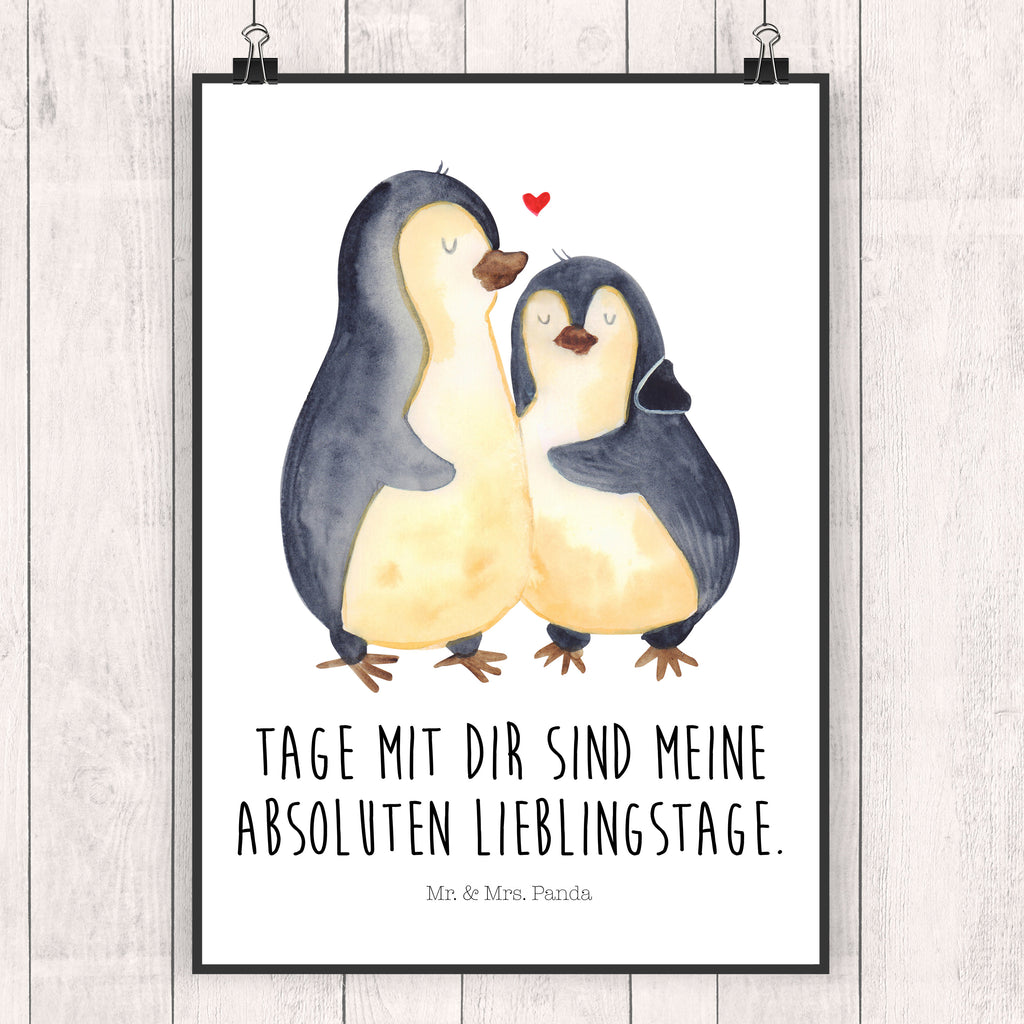 Poster Pinguin umarmend Poster, Wandposter, Bild, Wanddeko, Küchenposter, Kinderposter, Wanddeko Bild, Raumdekoration, Wanddekoration, Handgemaltes Poster, Mr. & Mrs. Panda Poster, Designposter, Kunstdruck, Posterdruck, Pinguin, Liebe, Liebespaar, Liebesbeweis, Liebesgeschenk, Verlobung, Jahrestag, Hochzeitstag, Hochzeit, Hochzeitsgeschenk