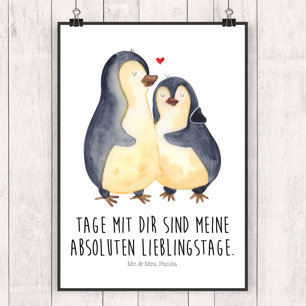 Poster Pinguin umarmend Poster, Wandposter, Bild, Wanddeko, Küchenposter, Kinderposter, Wanddeko Bild, Raumdekoration, Wanddekoration, Handgemaltes Poster, Mr. & Mrs. Panda Poster, Designposter, Kunstdruck, Posterdruck, Pinguin, Liebe, Liebespaar, Liebesbeweis, Liebesgeschenk, Verlobung, Jahrestag, Hochzeitstag, Hochzeit, Hochzeitsgeschenk