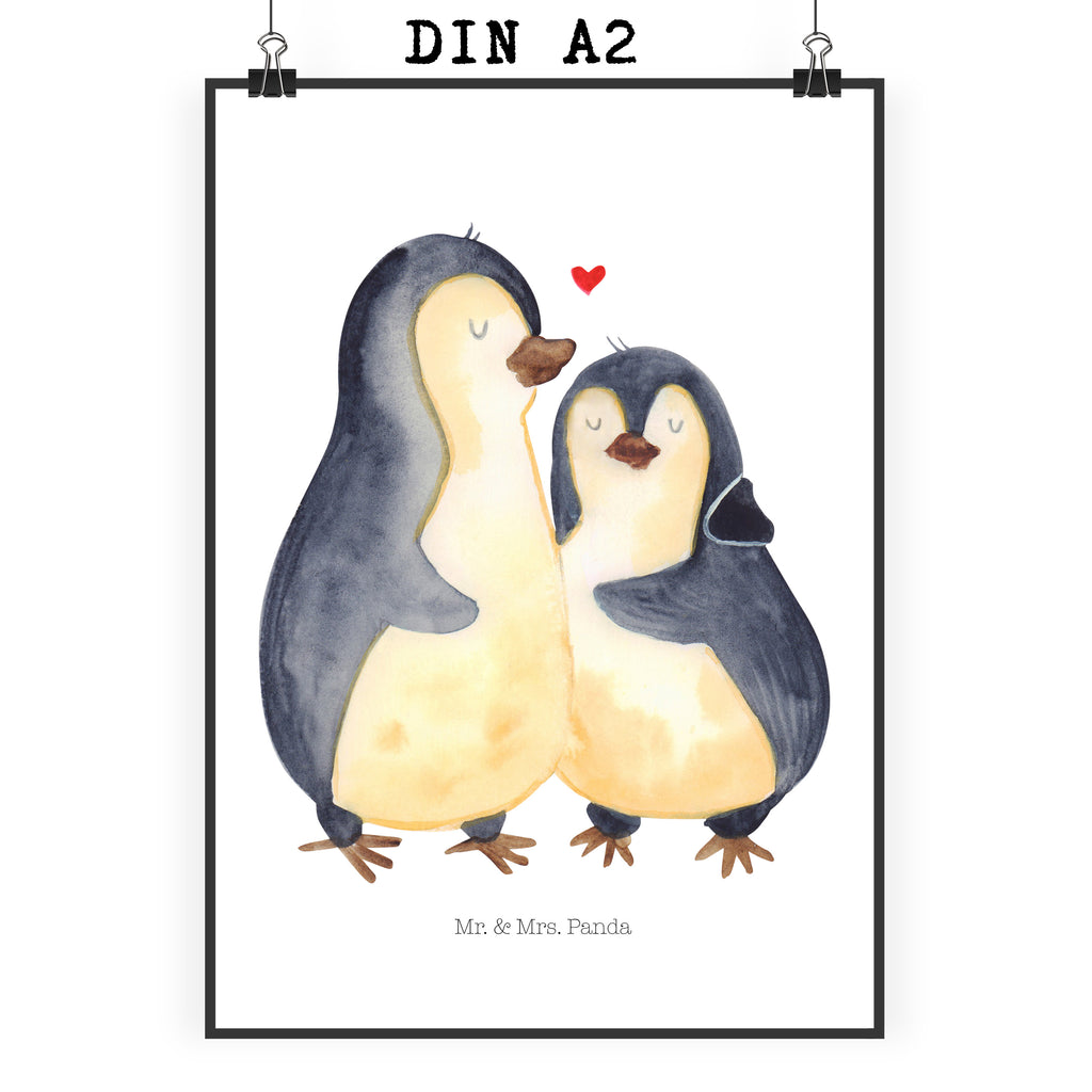 Poster Pinguin umarmend Poster, Wandposter, Bild, Wanddeko, Küchenposter, Kinderposter, Wanddeko Bild, Raumdekoration, Wanddekoration, Handgemaltes Poster, Mr. & Mrs. Panda Poster, Designposter, Kunstdruck, Posterdruck, Pinguin, Liebe, Liebespaar, Liebesbeweis, Liebesgeschenk, Verlobung, Jahrestag, Hochzeitstag, Hochzeit, Hochzeitsgeschenk